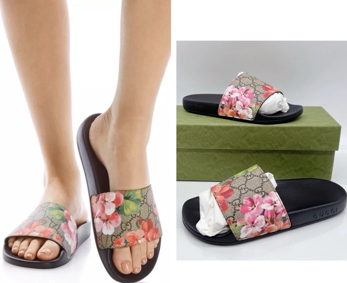 Gucci GG Bloom Supreme Floral Slides Women’s Size 34 (US 4) Authentic