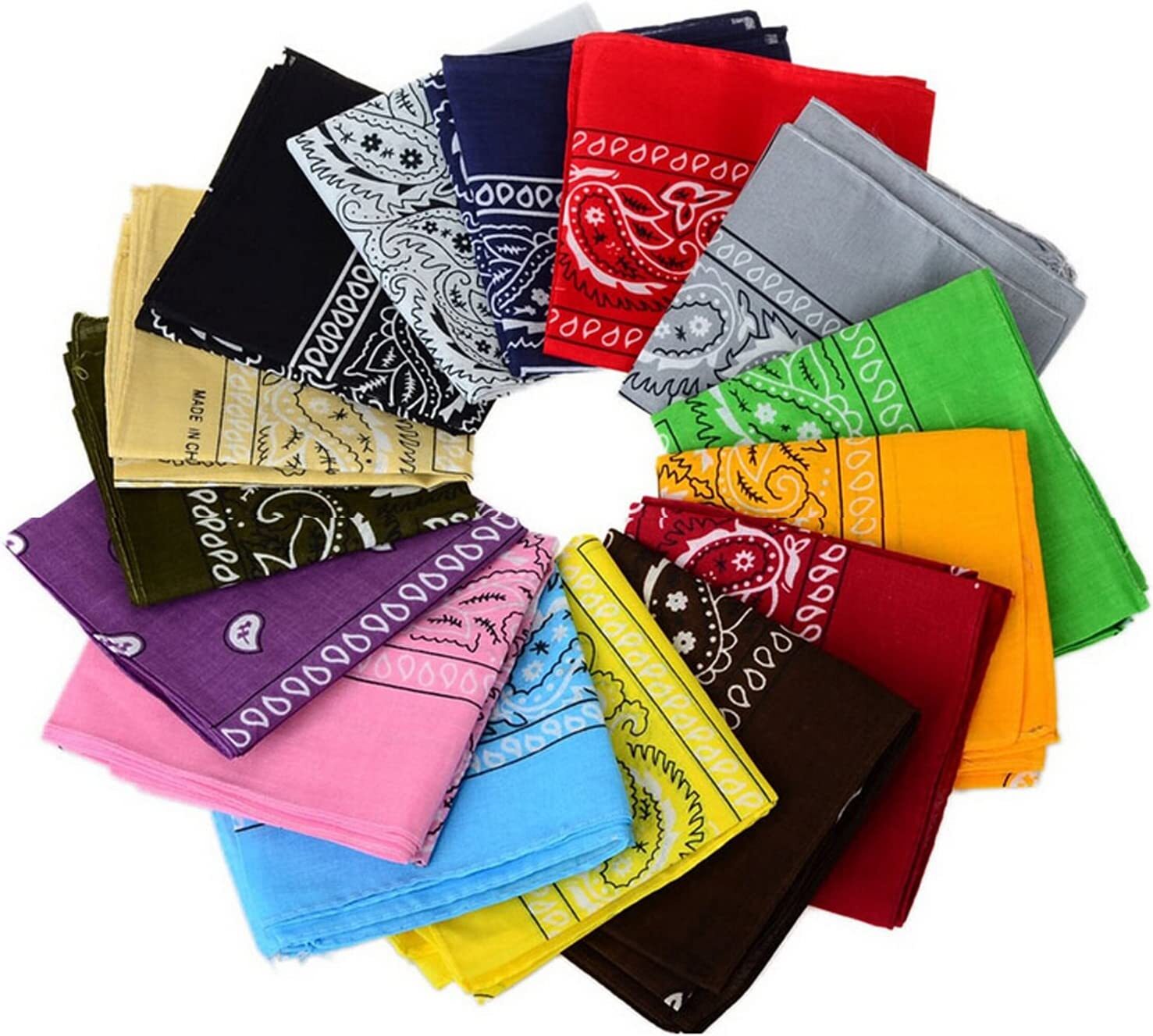 Lot of 12 Wholesale 100% Cotton Paisley Print Bandana Head Wrap Scarf Face Mask