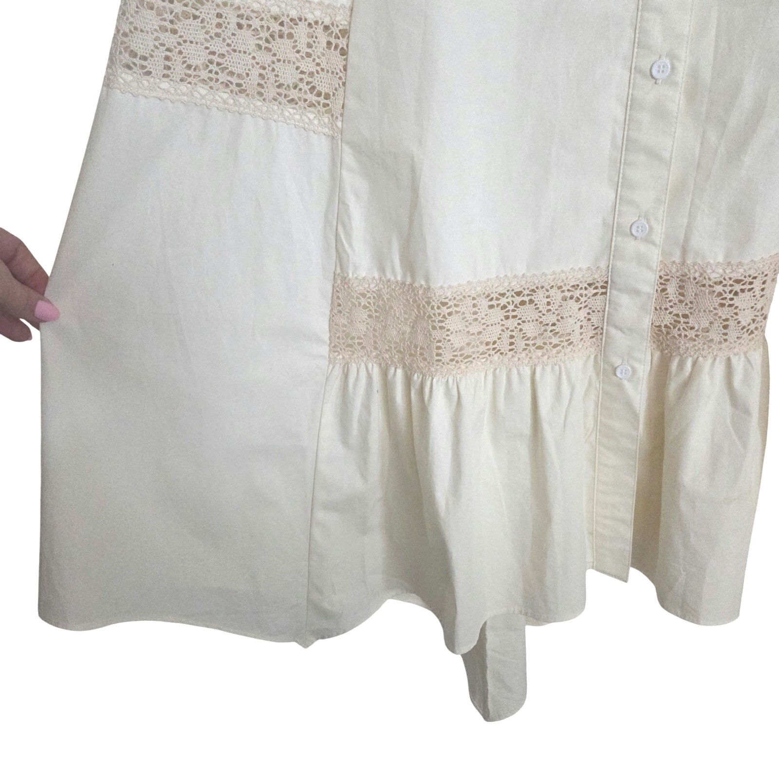 Cider Crochet Trim Tie Bodice Milkmaid Dress Coquette Cottagecore Renfair MEDIUM