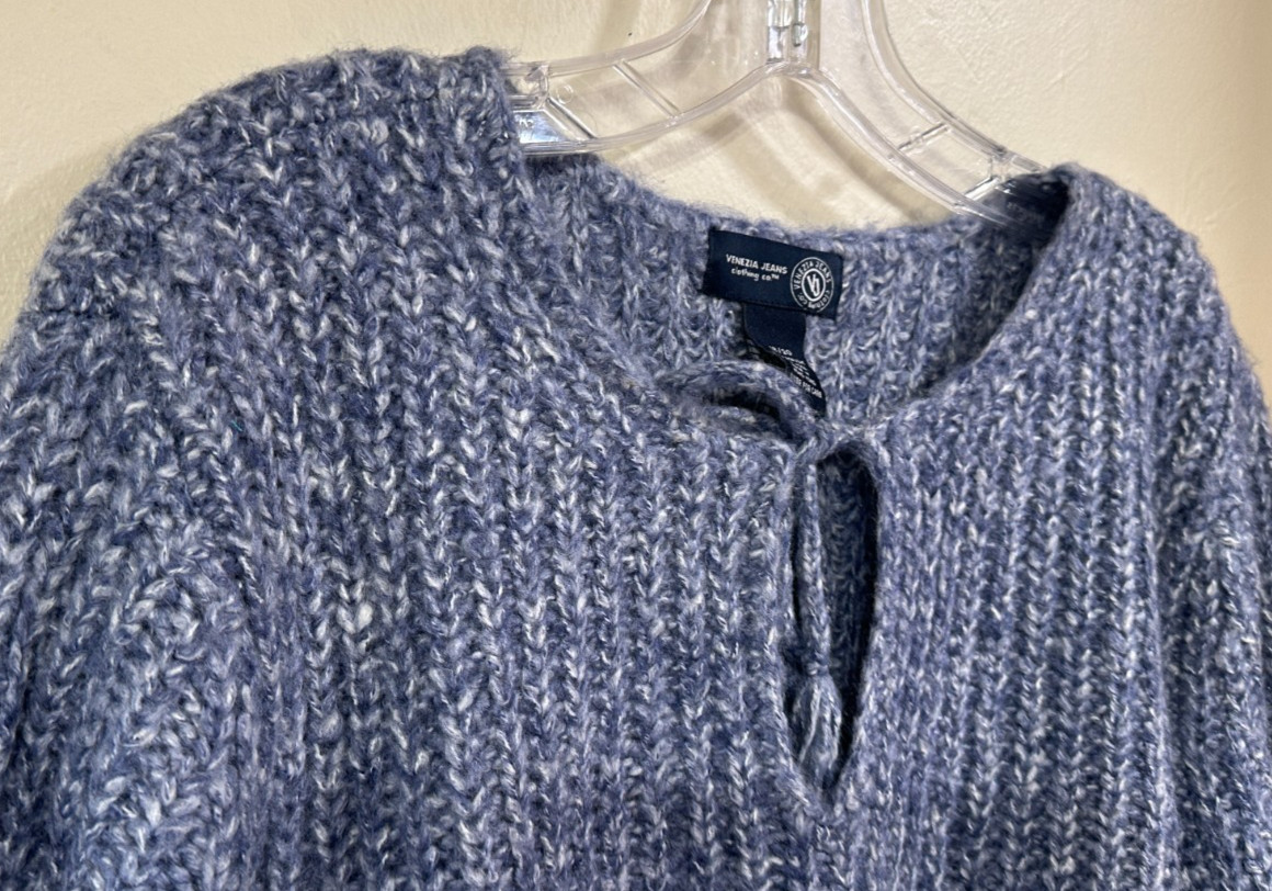 Venezia 18/20 Pullover Chunky Knit Sweater EUC Wool Blend Fringes Peekaboo