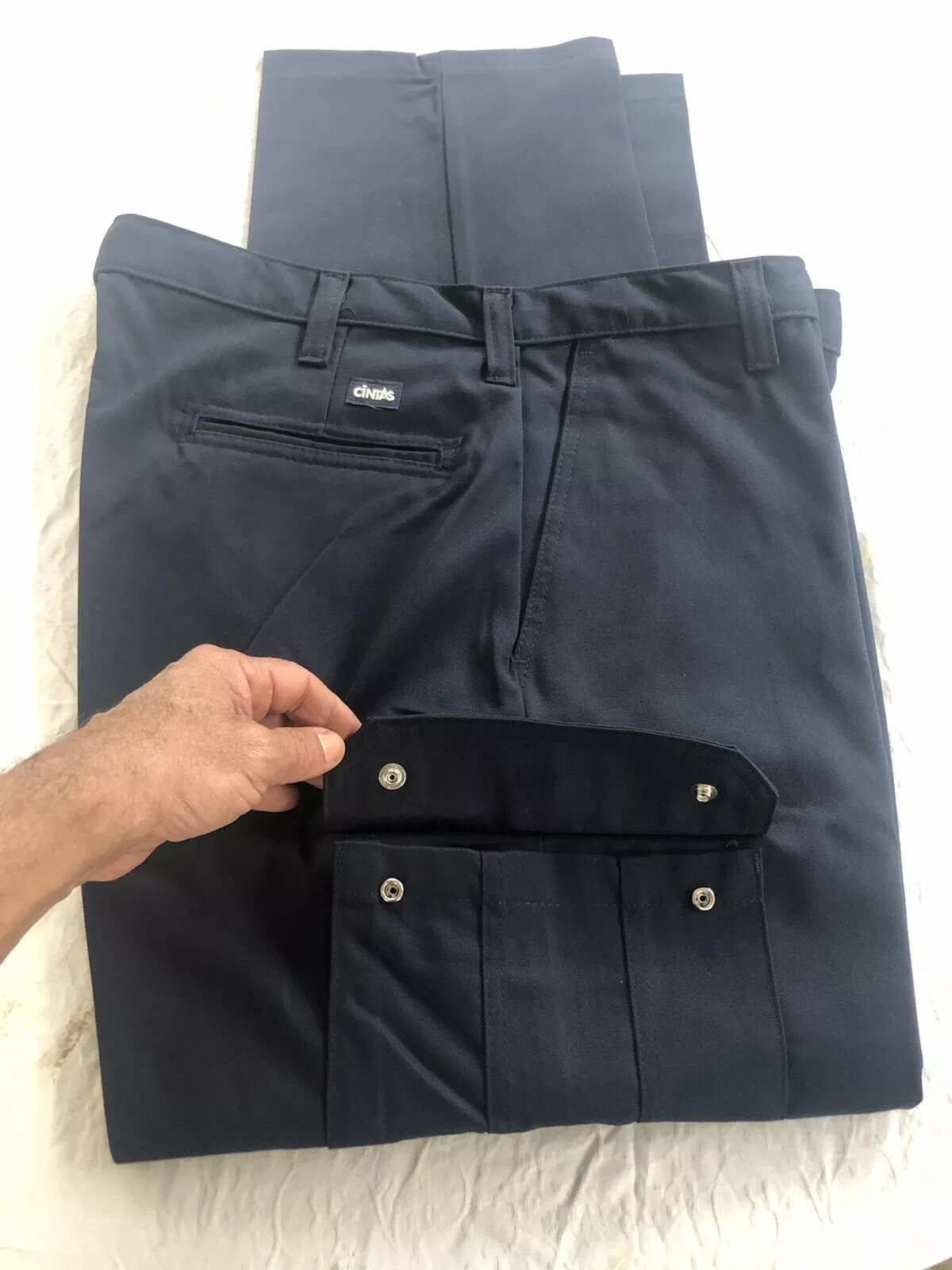 2 NEW Cintas 32×34 Comfort Flex Navy Blue Cargo Work Pant #270-20 !