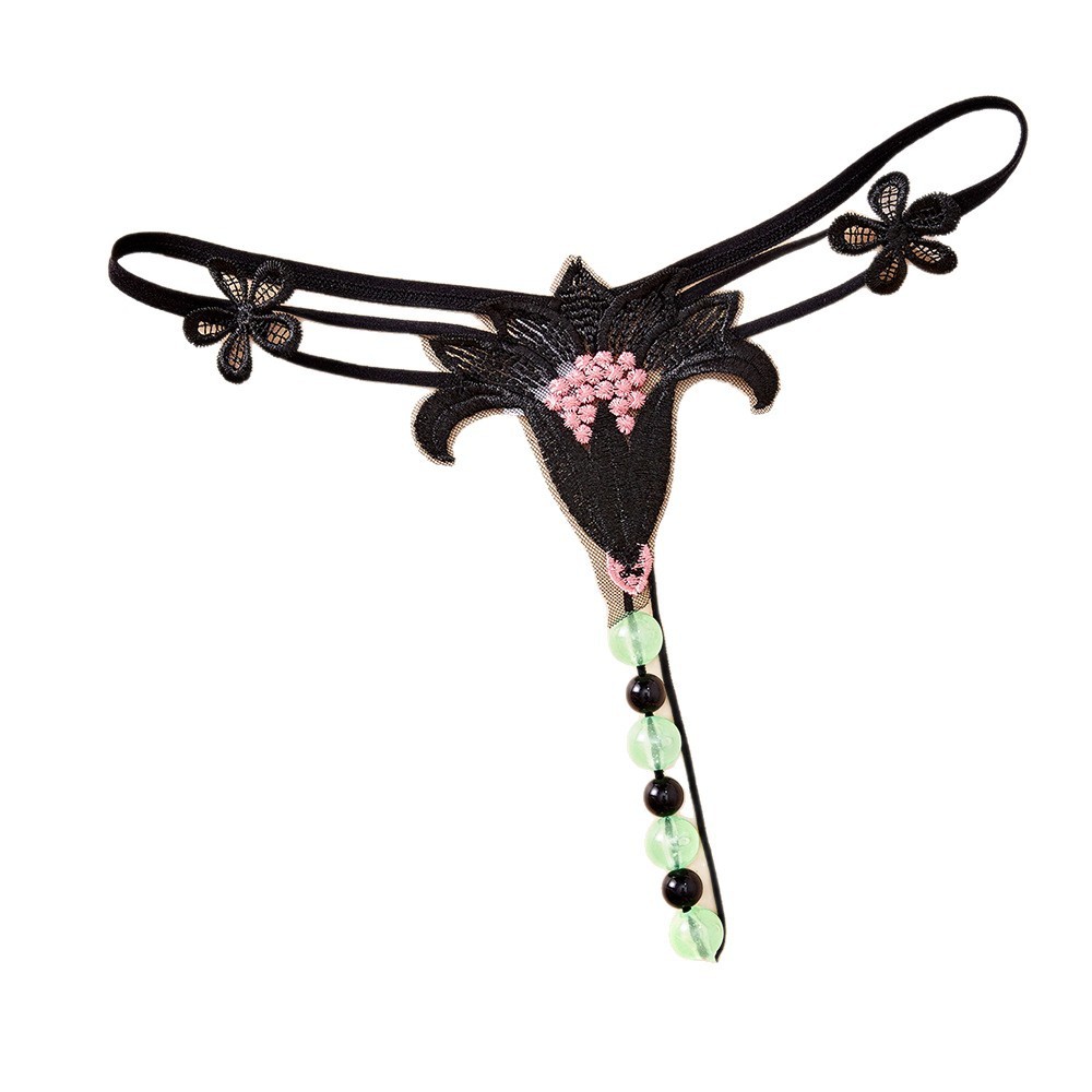 Women Sexy Panties Sheer Thong Luminescent Beads Comfortable G-string Underwear
