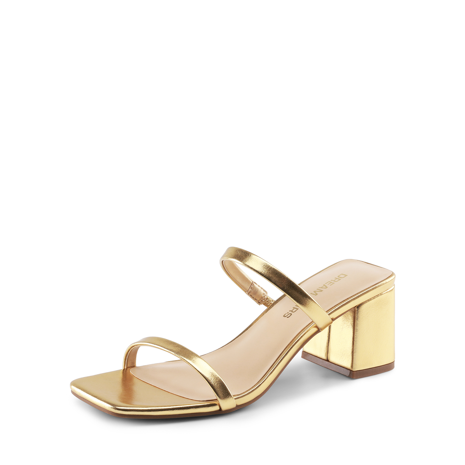 Women Heeled Sandal Square Open Toe Low Block Chunky Heels Slides Sandals