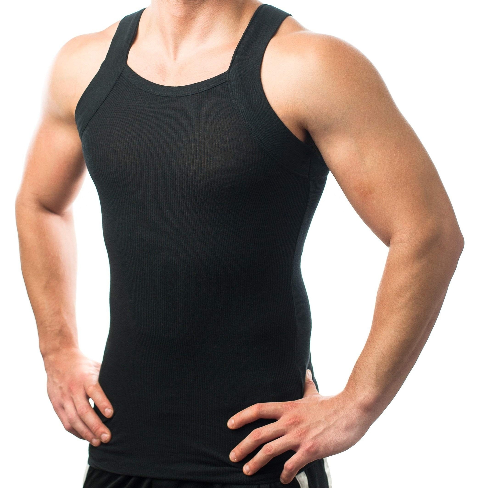 Different Touch Men’s G-unit Style Tank Tops Square Cut Muscle Rib A-Shirts, …