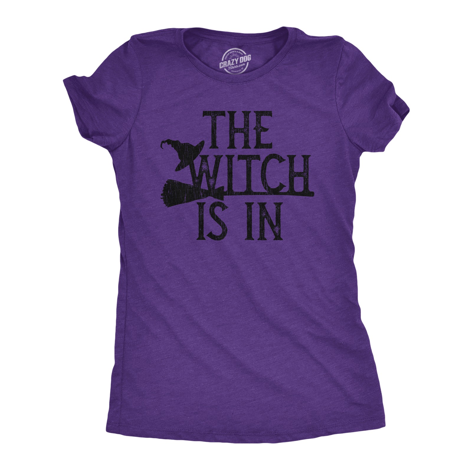 Womens The Witch Is In T Shirt Funny Halloween Broomstick Novelty Tee