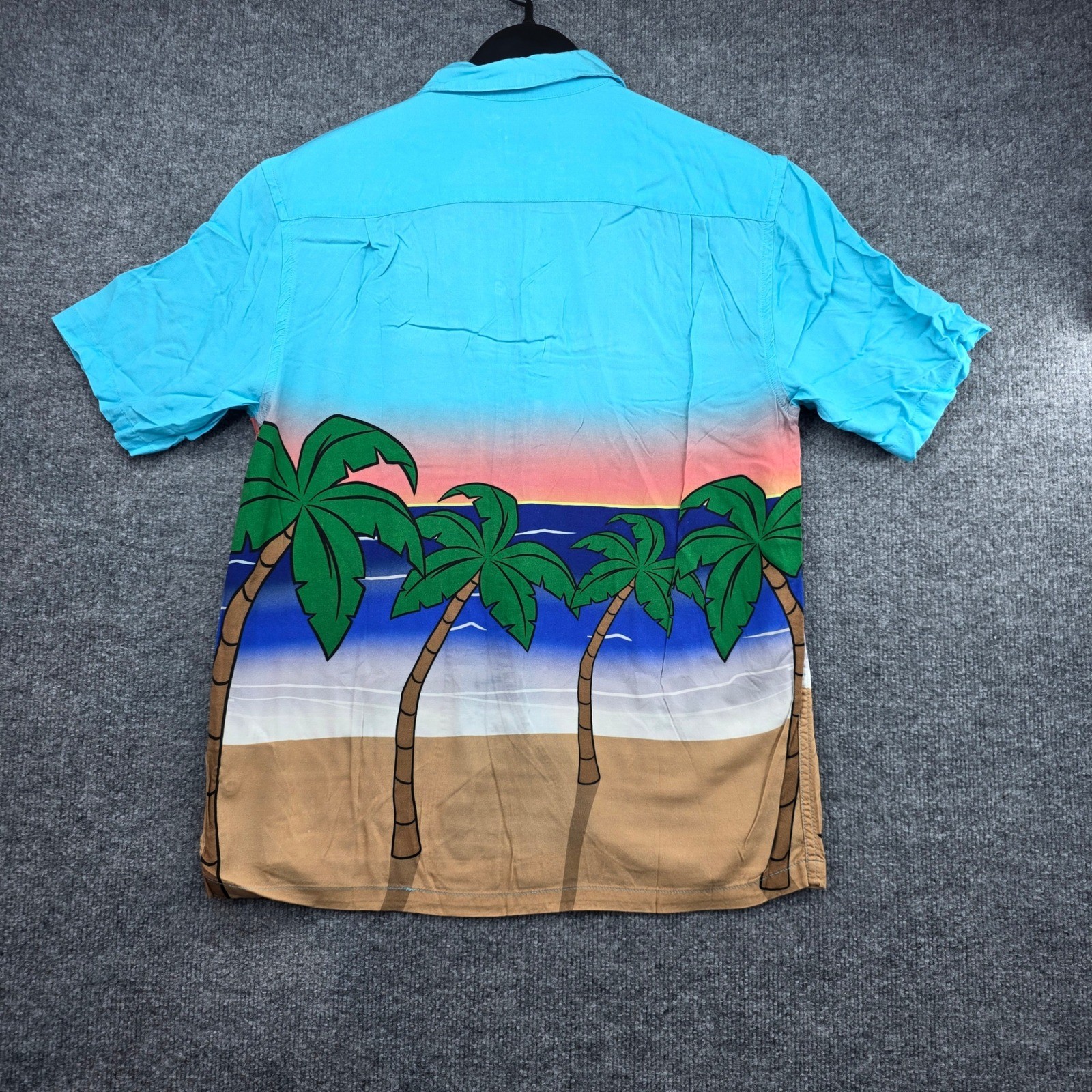 Disney Mickey Minnie Mouse Tropical Sunset Beach Hawaiian Camp Shirt Mens Medium