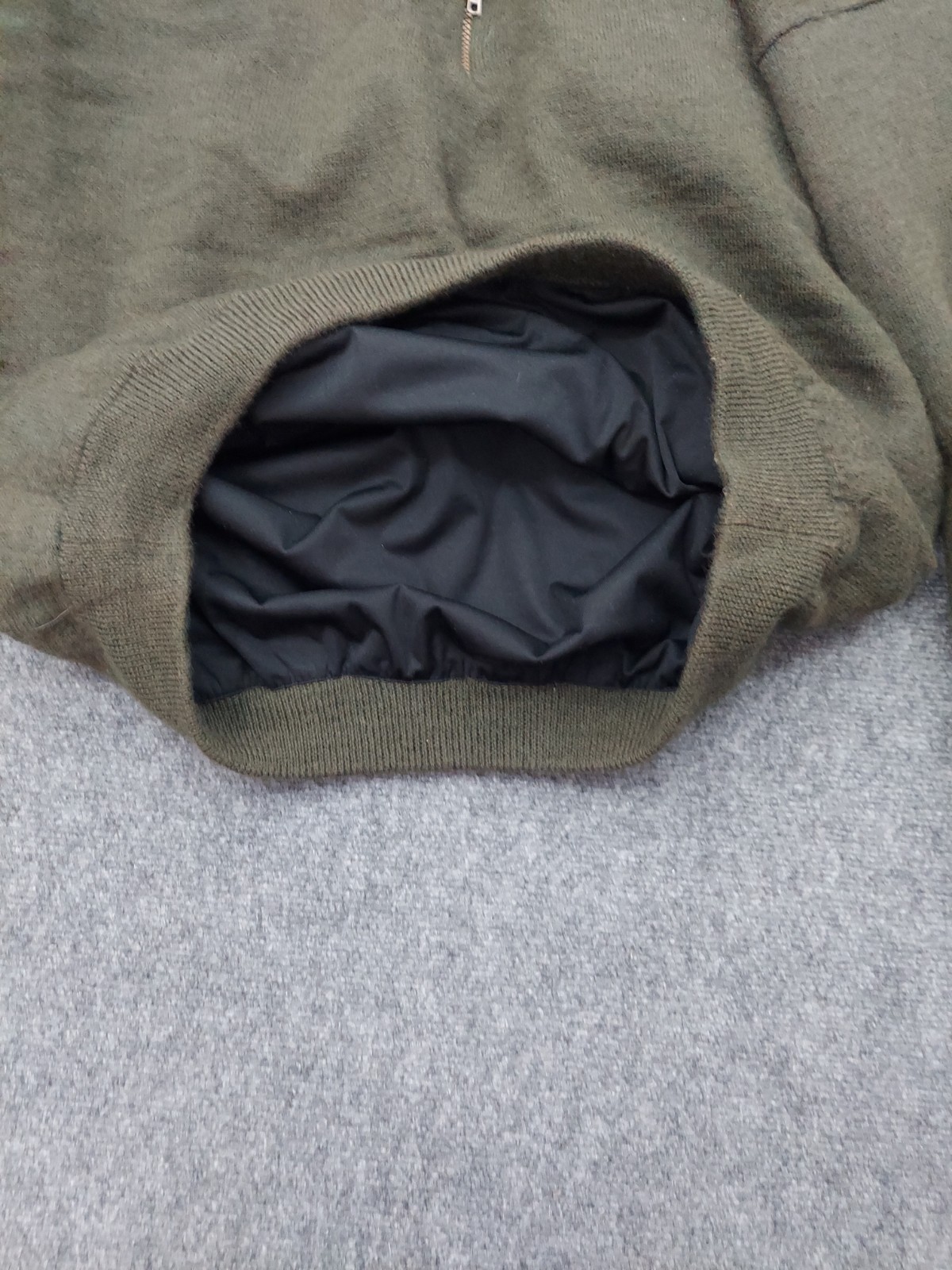 Cabelas Windshear Wool Sweater Mens 3XLT Olive Green Elbow Patches 1/4 Zip READ