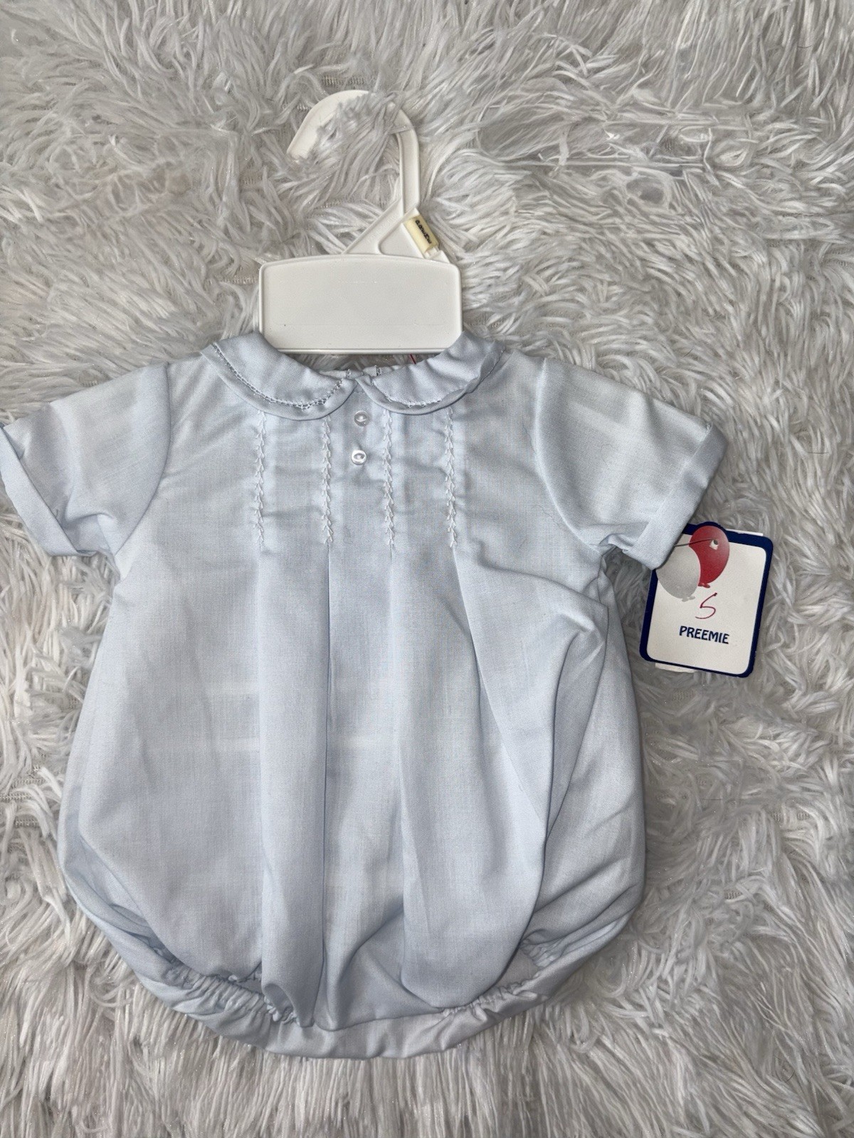 , Petit Ami Preemie Feather-romper In Blue. Classic, New W/tags. Adorable