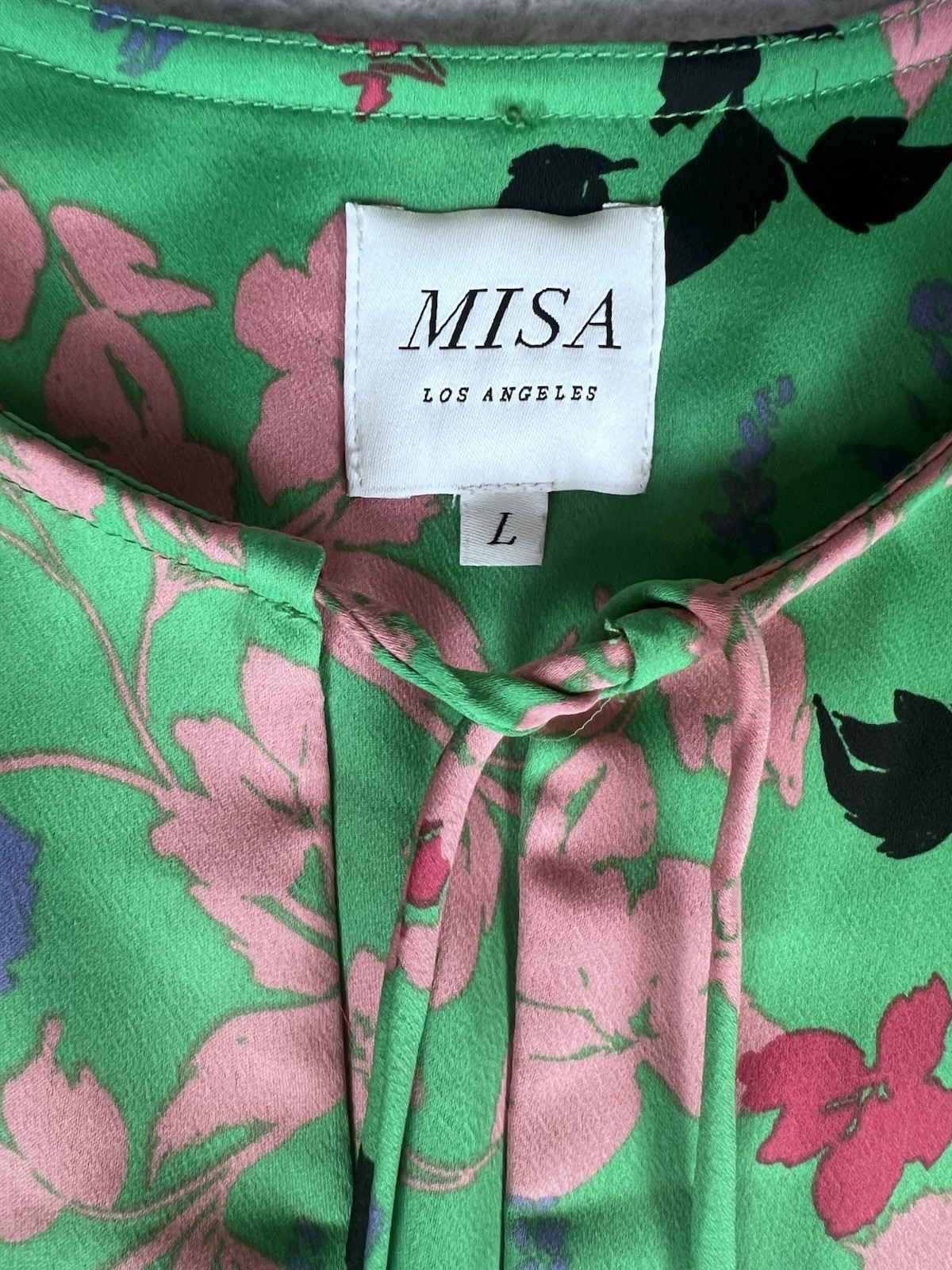 Misa Tiered Ruffle Mini Dress Tassel Tie Garden Party Size Large