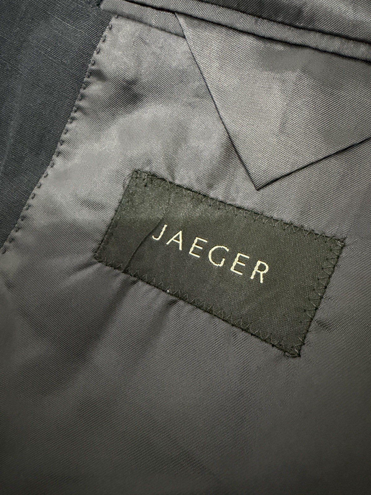 Jaeger Men’s Silk Linen Black 2 Piece Suit Jacket 58 /48 Trousers W38 L29