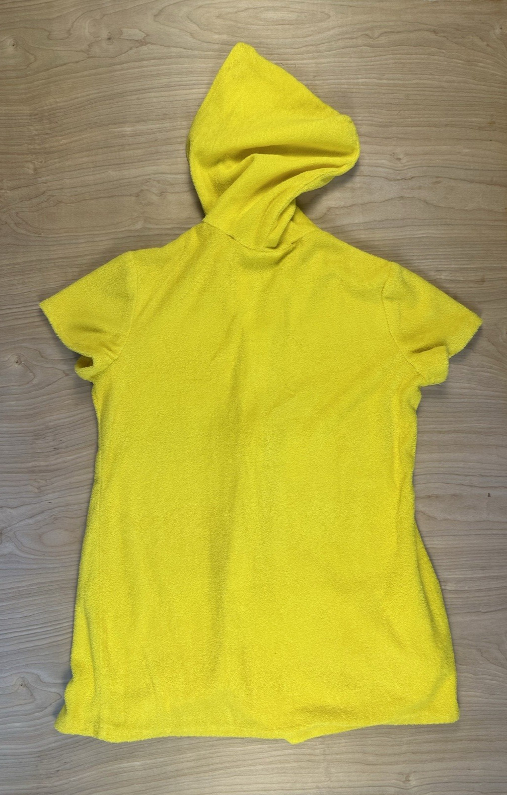 vintage 80’s JC PENNY california YELLOW TERRY CLOTH BEACH COVERUP large HOOD