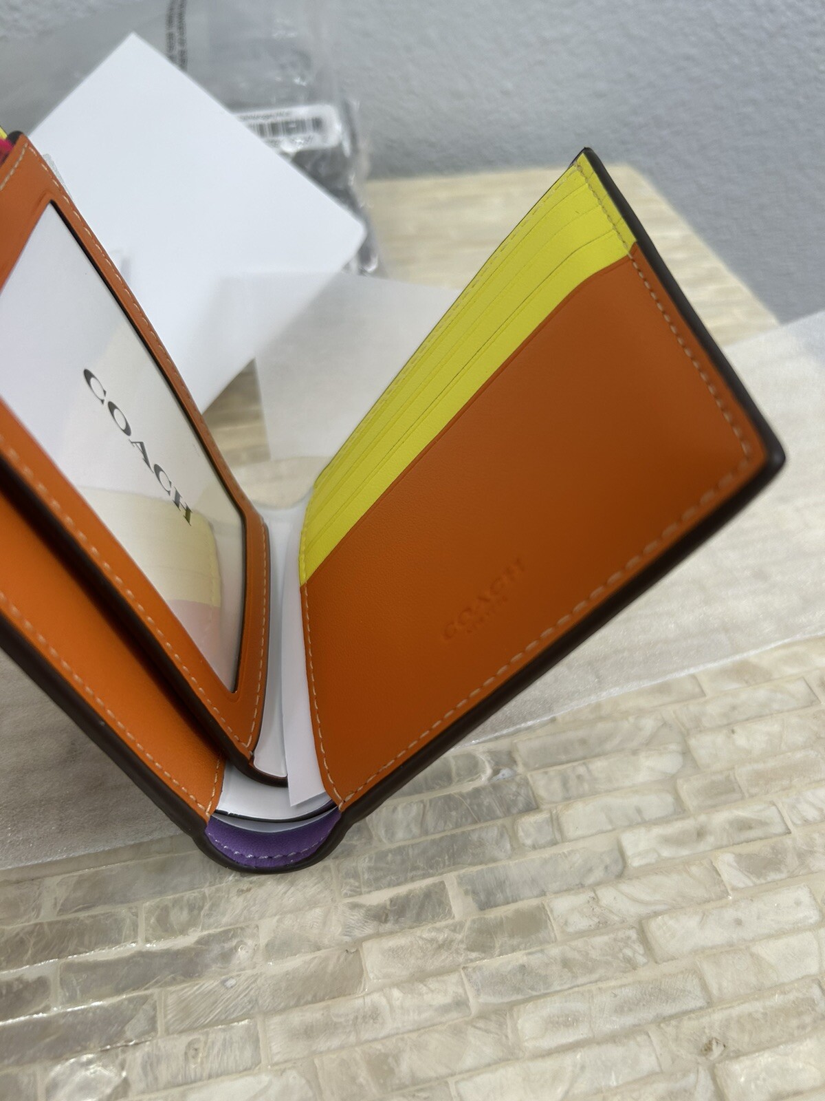 Coach Neon 3 In 1 Wallet In Colorblock Signature Canvas Mahogany Multi