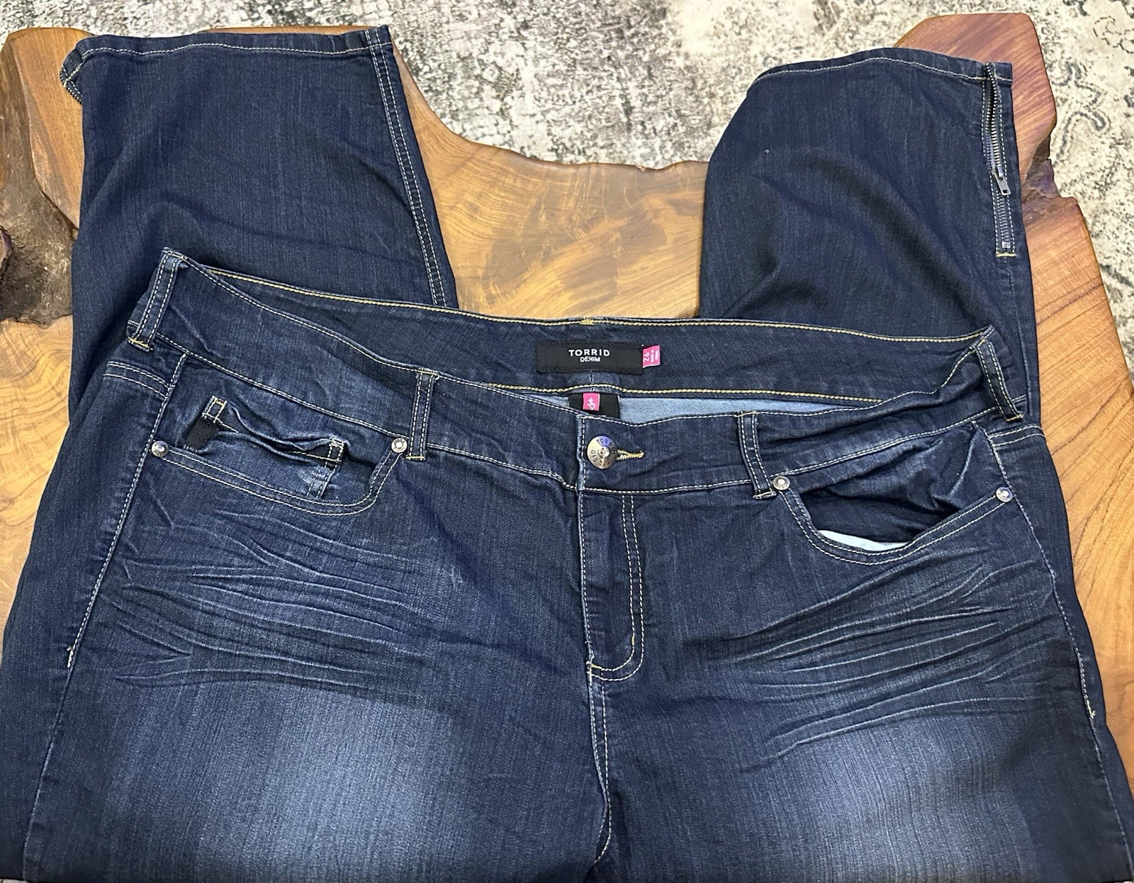 Torrid Denim Women’s Plus Size 26 Dark Blue Jeans 26” Inseam Zipper Ankles Taper