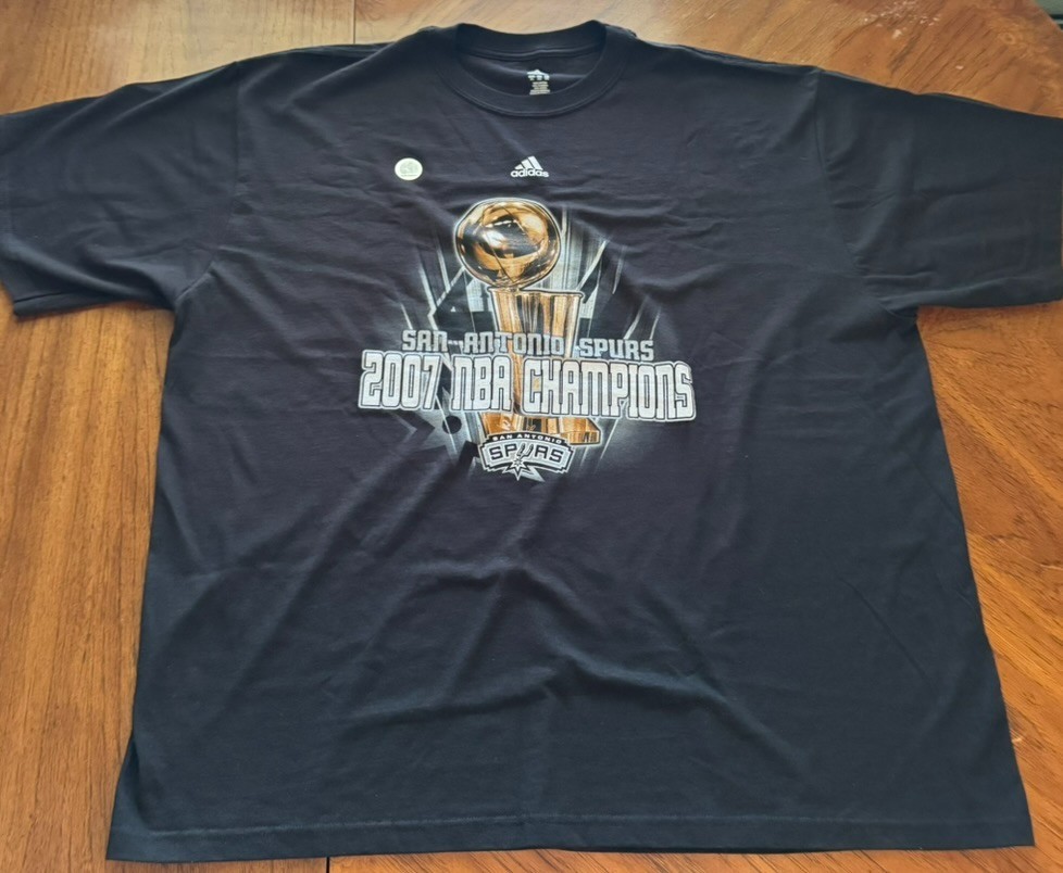VTG 2007 San Antonio Spurs NBA Champions T-Shirt Adidas New XXL 2XL