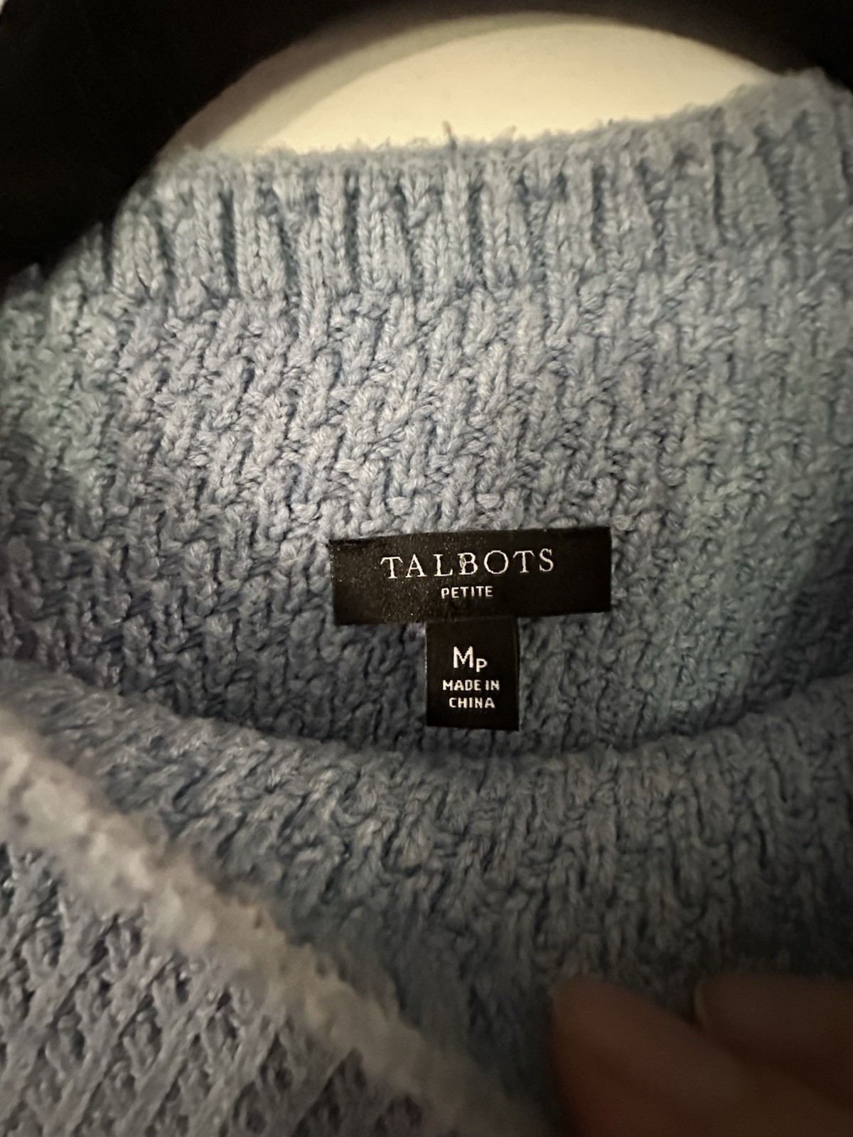 Talbots Petites MP Colorblock Mock Neck Button Shoulder 3/4 Sleeve Sweater