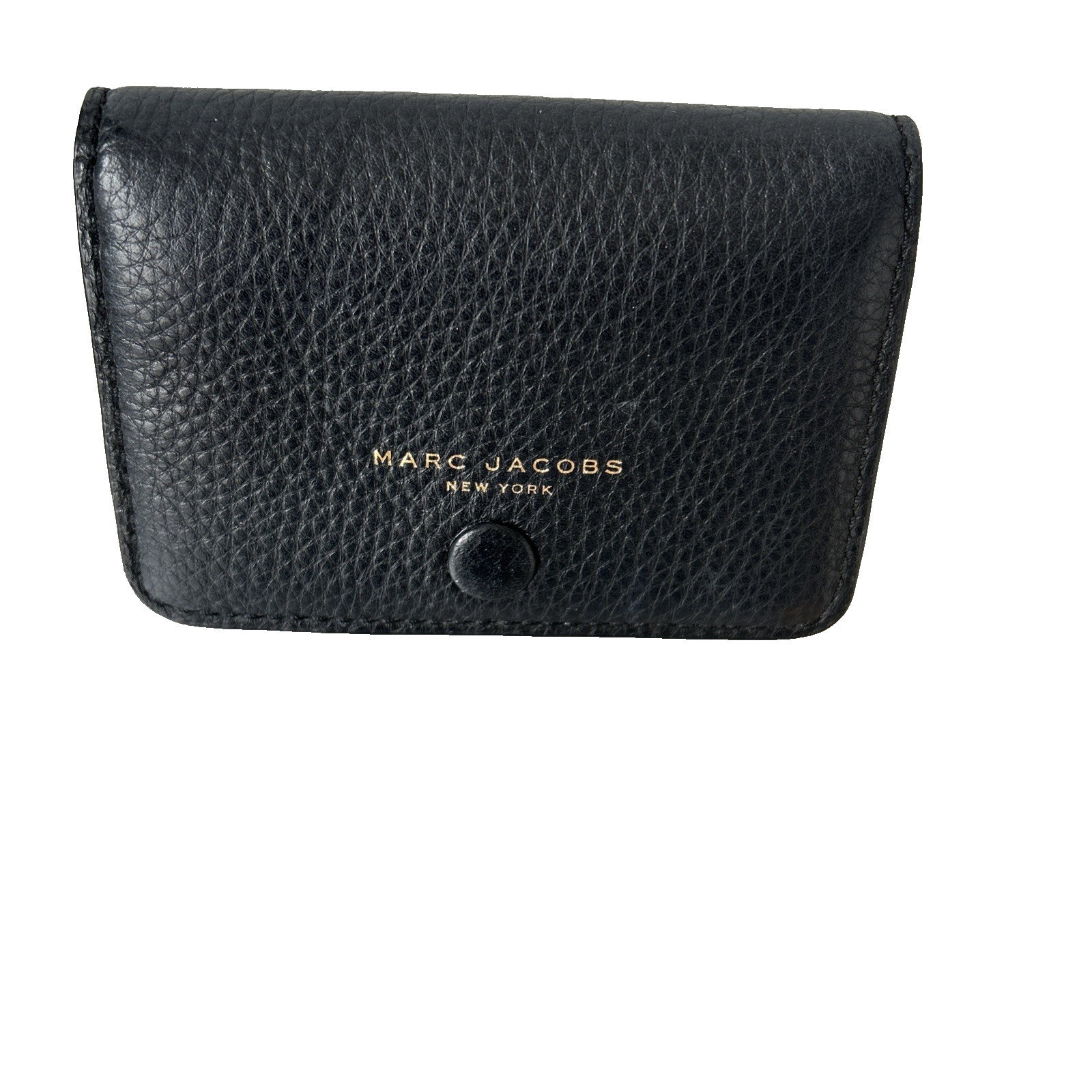 Marc Jacobs Card Case/Cardholder Black Leather Unisex 4.3″ x 3″ Snap Button