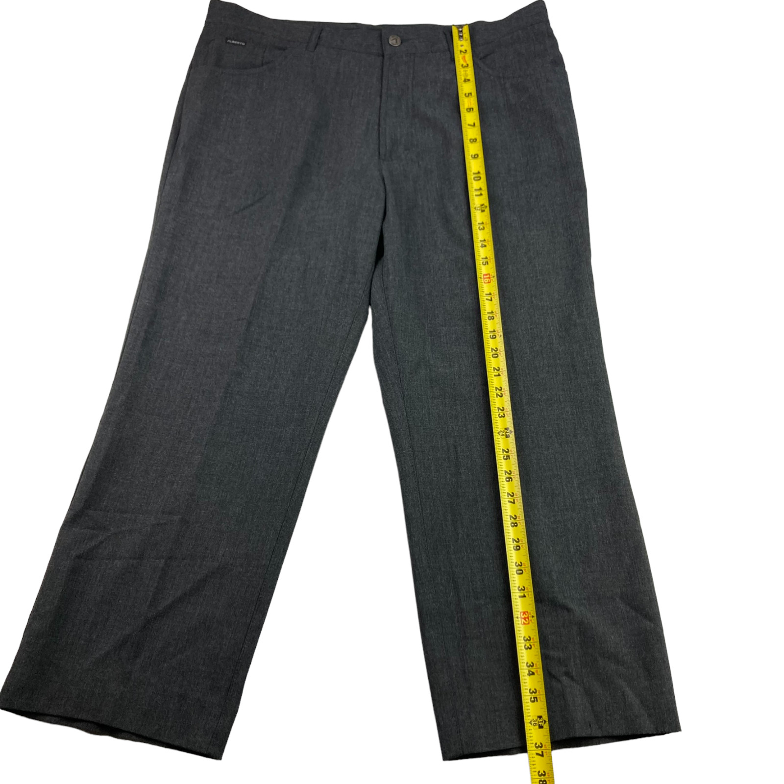 Alberto Men’s Flat Front Ceramica Comfort Fit Pants Dark Gray • 38×26