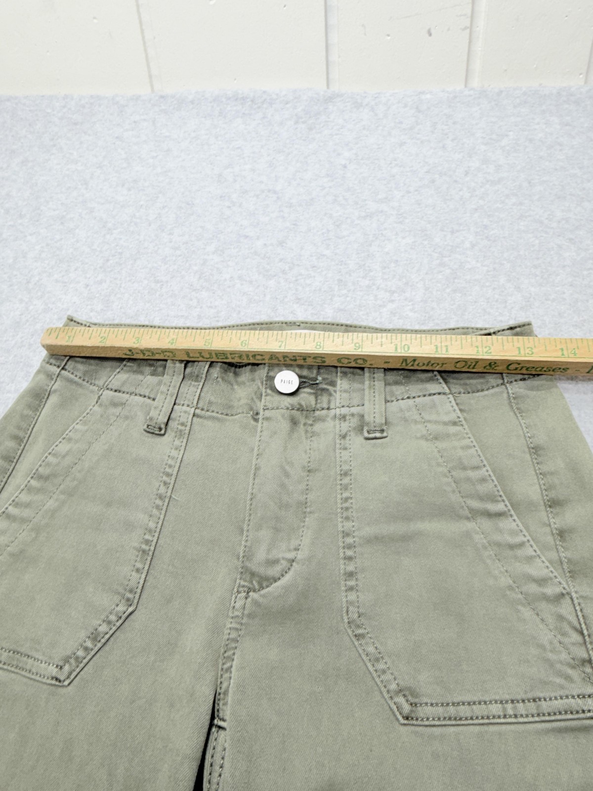 PAIGE Mayslie Jogger Pants Womens 24 Green Twill Ankle Zip Elastic Cuff