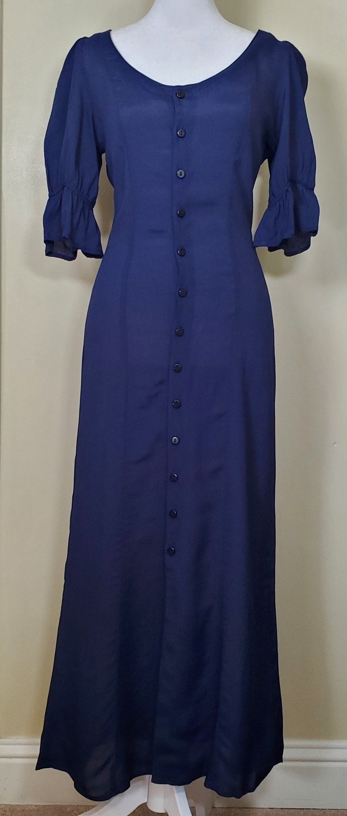 Christy Dawn Lennon Dress Midnight Navy Blue Small Semi Sheer Guazy Midi Maxi