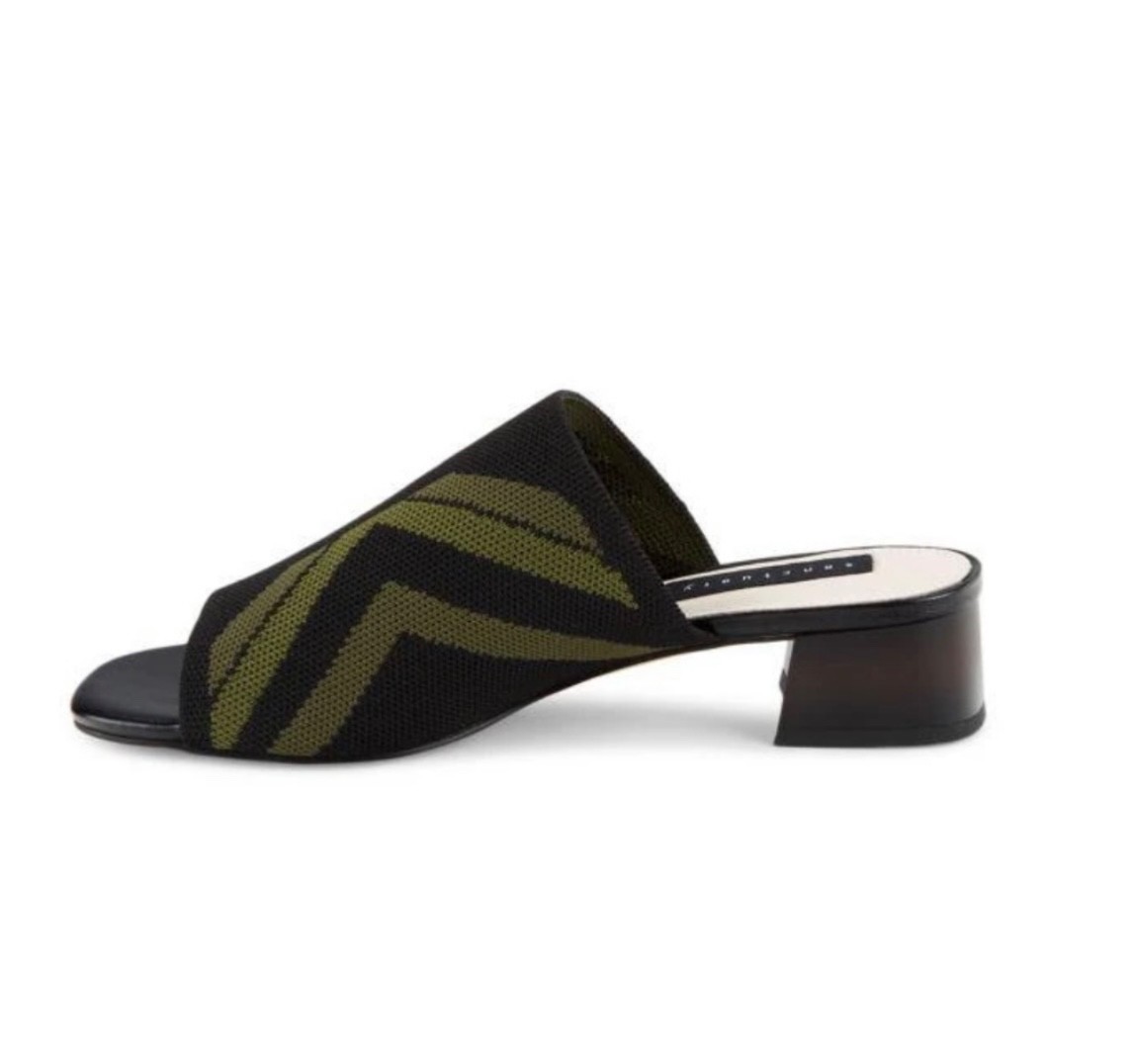 Sanctuary Rally Block Heel Mule Clog Sandals Size 8 New in Box ! Green and black