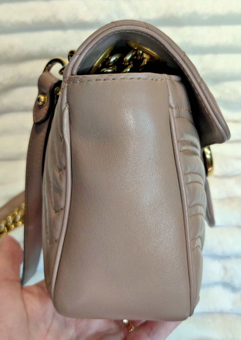 Gucci GG Marmont Shoulder Bag Medium Dusty Pink Leather
