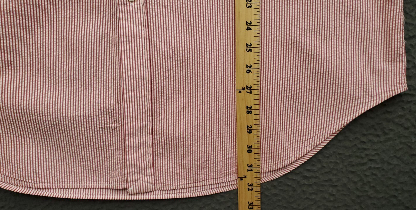VTG Ralph Lauren Seersucker Button Down Men Sz XL Red Stripe Classic Fit Boating