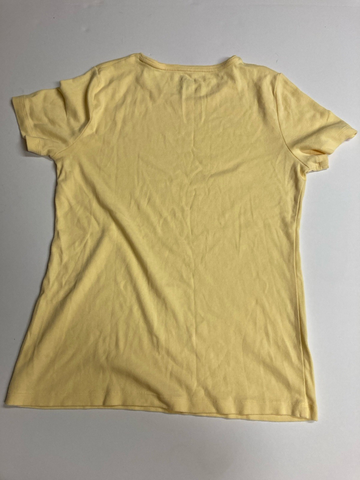 Talbots Women’s Yellow Solid Scoop Neck Short Sleeve Knit T-Shirt MP Petite