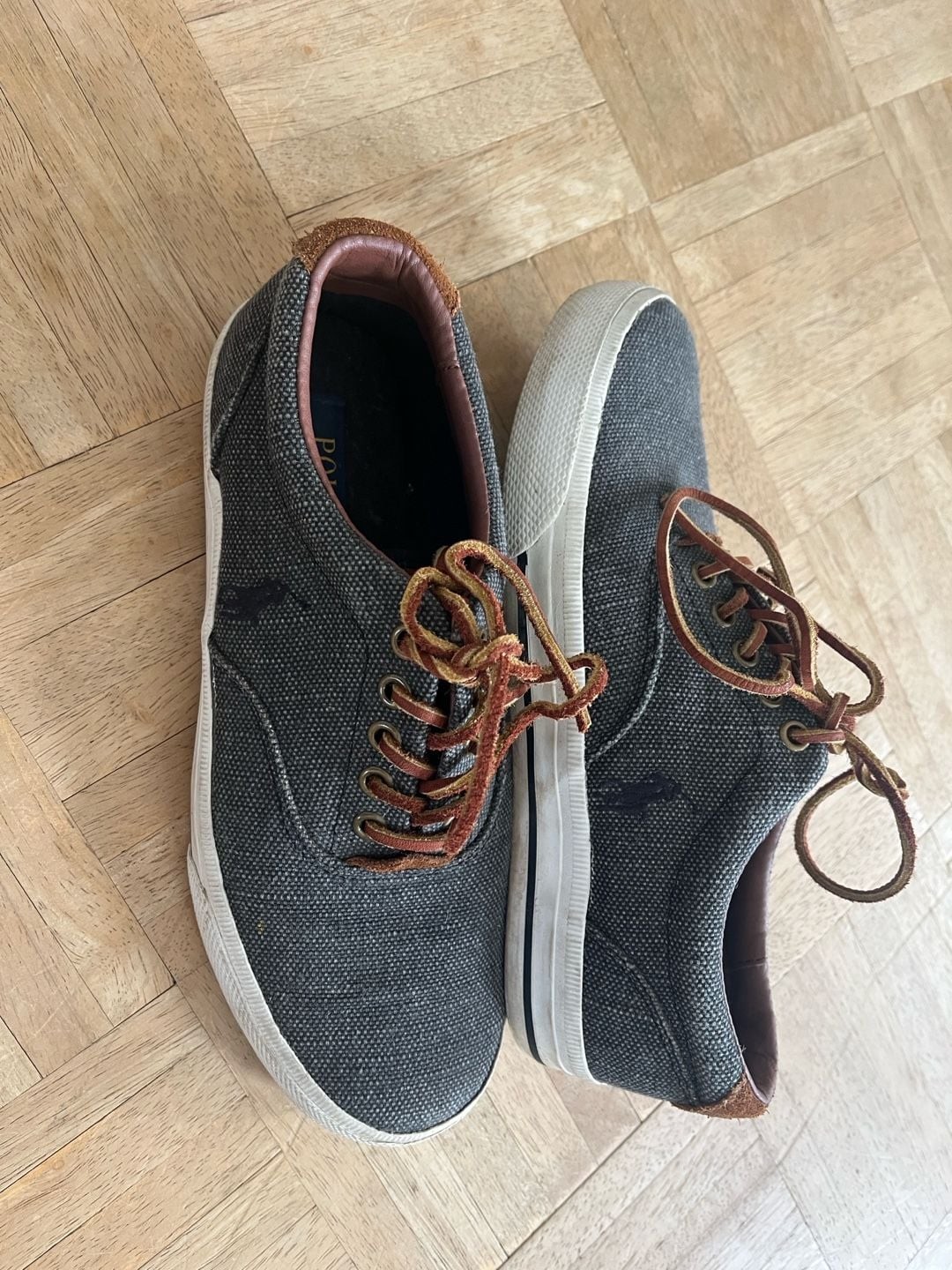 Polo Ralph Lauren Vaughn Charcoal Canvas Low-Top Sneakers 7D
