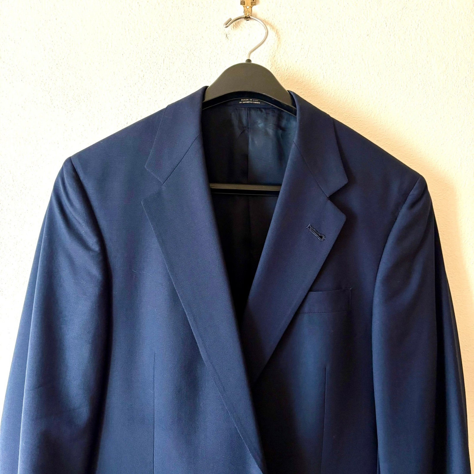 Hart Schaffner & Marx Navy Blue Wool Blazer Gold Buttons 38R USA Made Preppy VTG