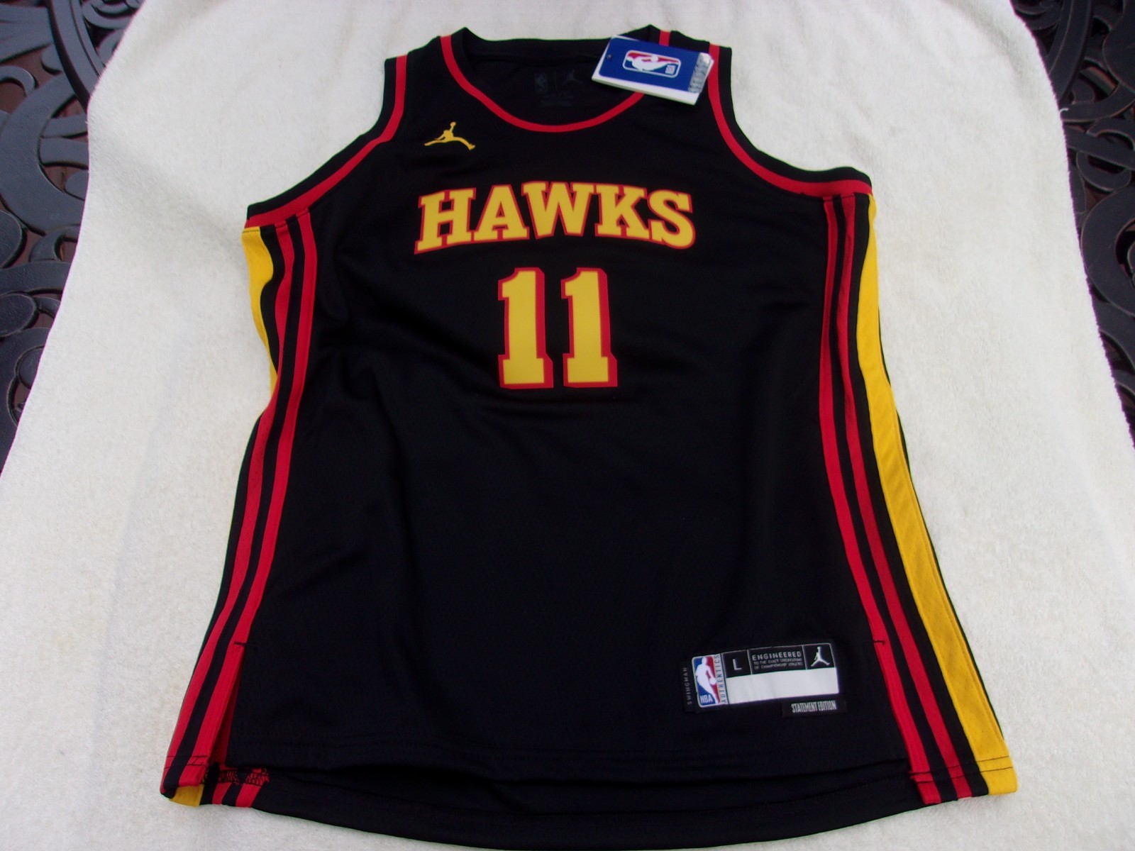 NWT Jordan youth basketball jersey, Hawks, #11, Young, NBA, S, M, L, black, $100