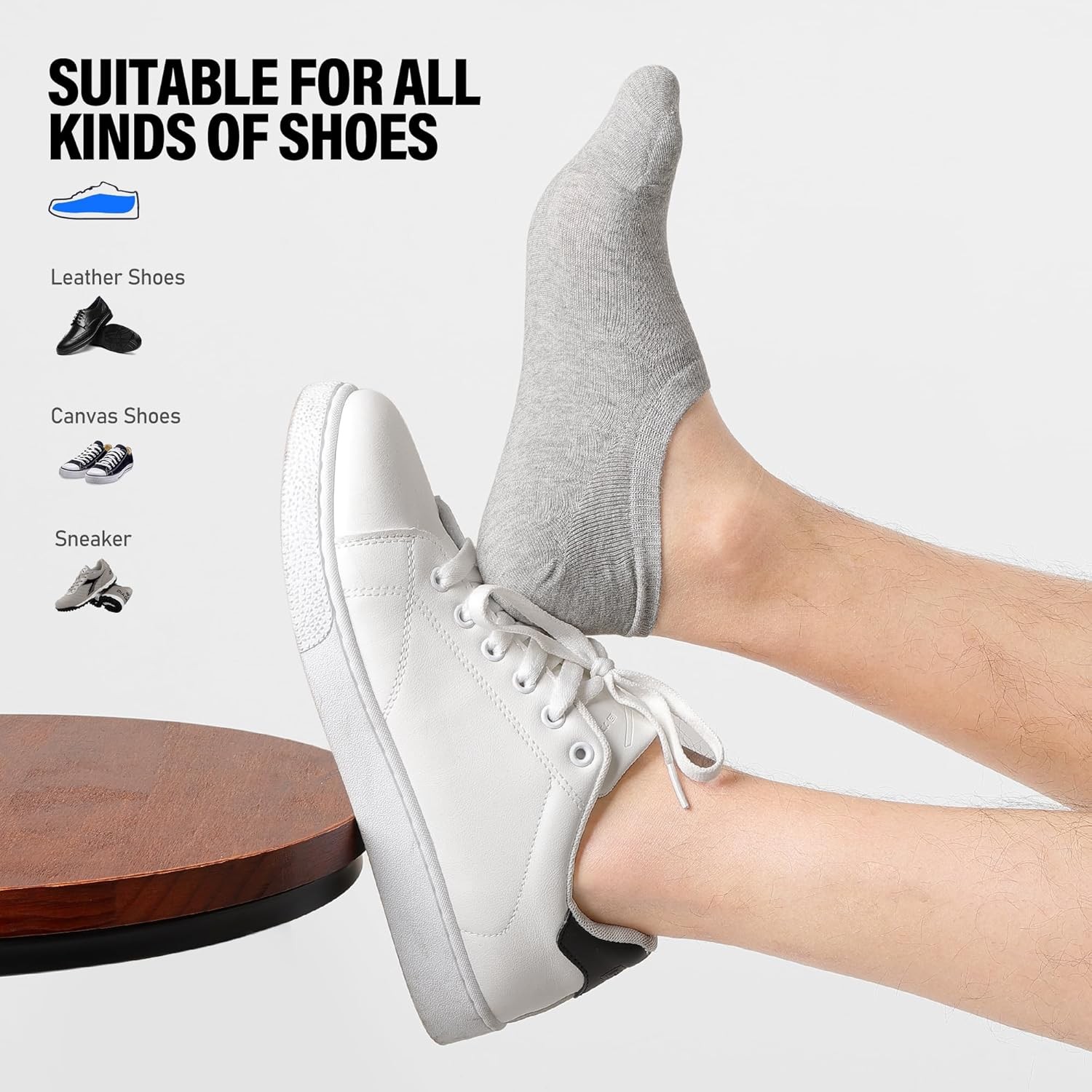 Mens No Show Socks Cotton Thin High Elasticity Low Cut Ankle Socks 6 Pairs
