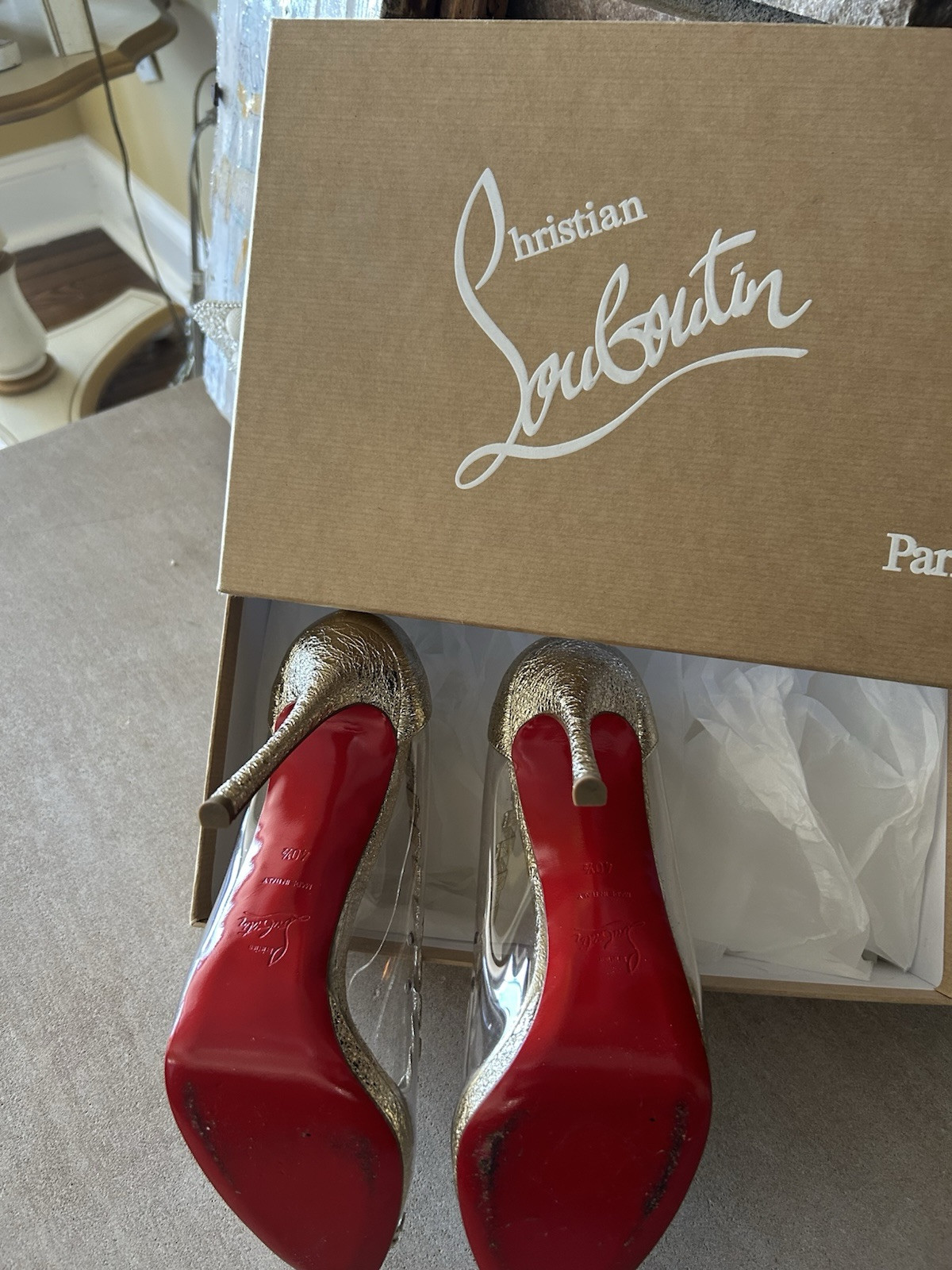 Leather See Through Pumps. Fun Flirty Great For Any Season. 40 1/2