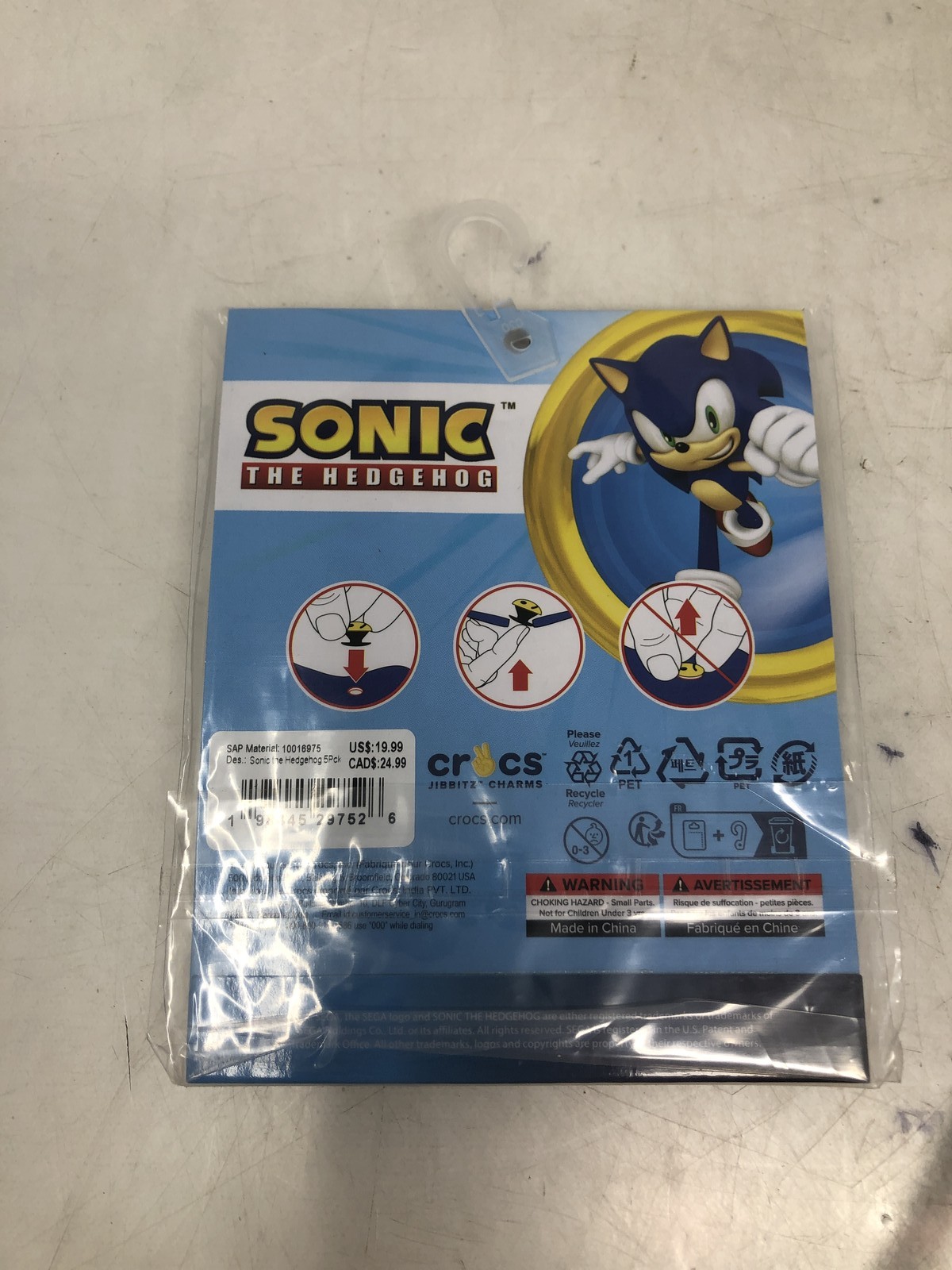 Crocs Jibbitz Charms Shoe Sonic The Hedgehog 5-Piece Set
