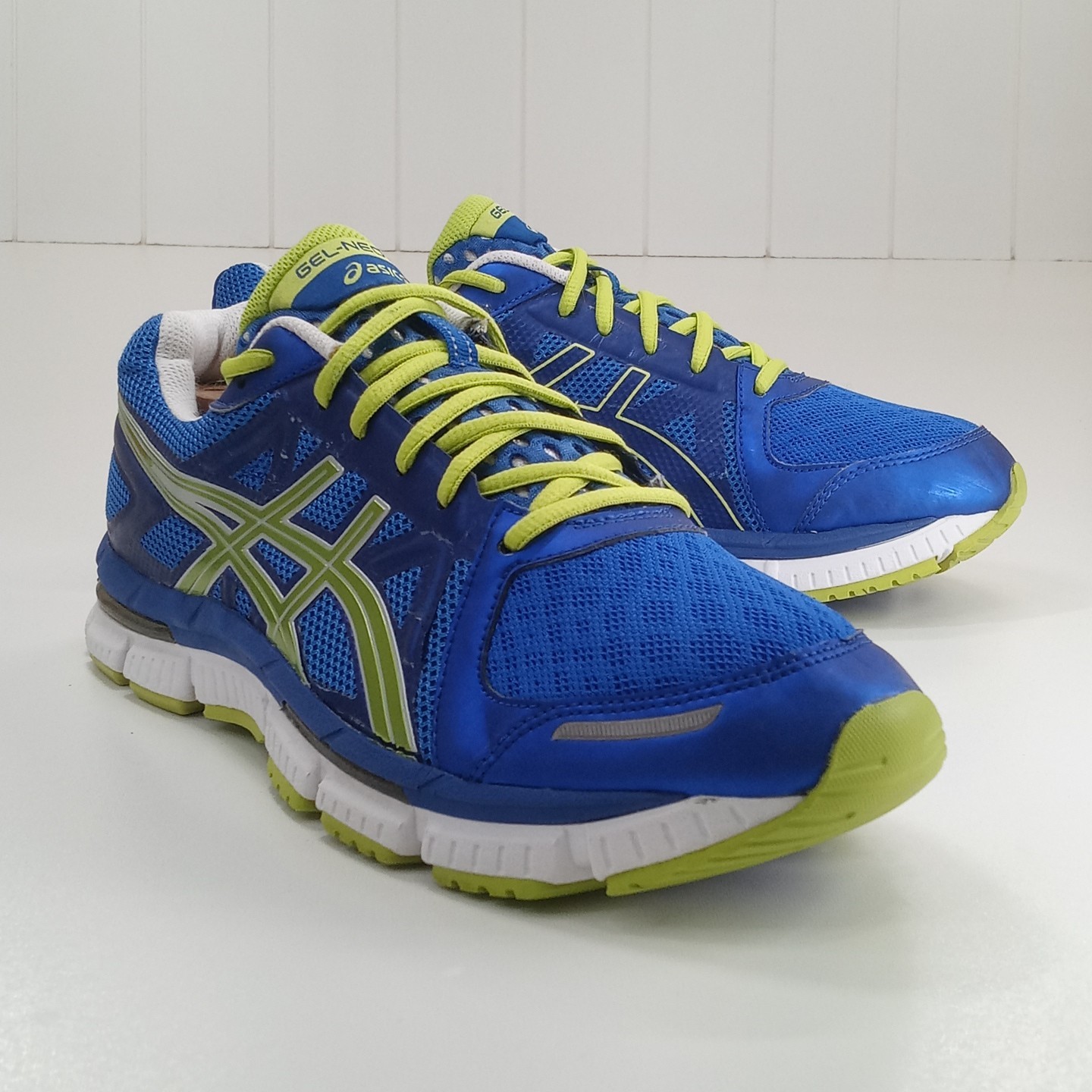 Asics Gel-Neo33 Men’s Running Shoes Blue Lime Green T222N Sneakers Size 10