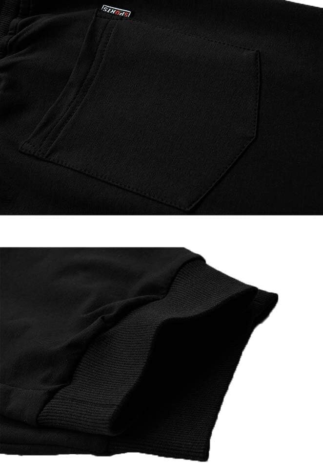Men’s Cotton Casual 3/4 Jogger Running Capri Pants Below Knee 30, 01 Black