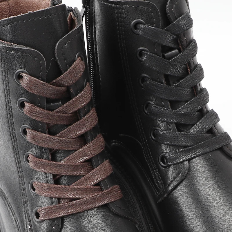 1 Pair Flat Shoelaces Waxed Cotton 0.8CM Width Waterproof Shoe Laces Unisex Boot