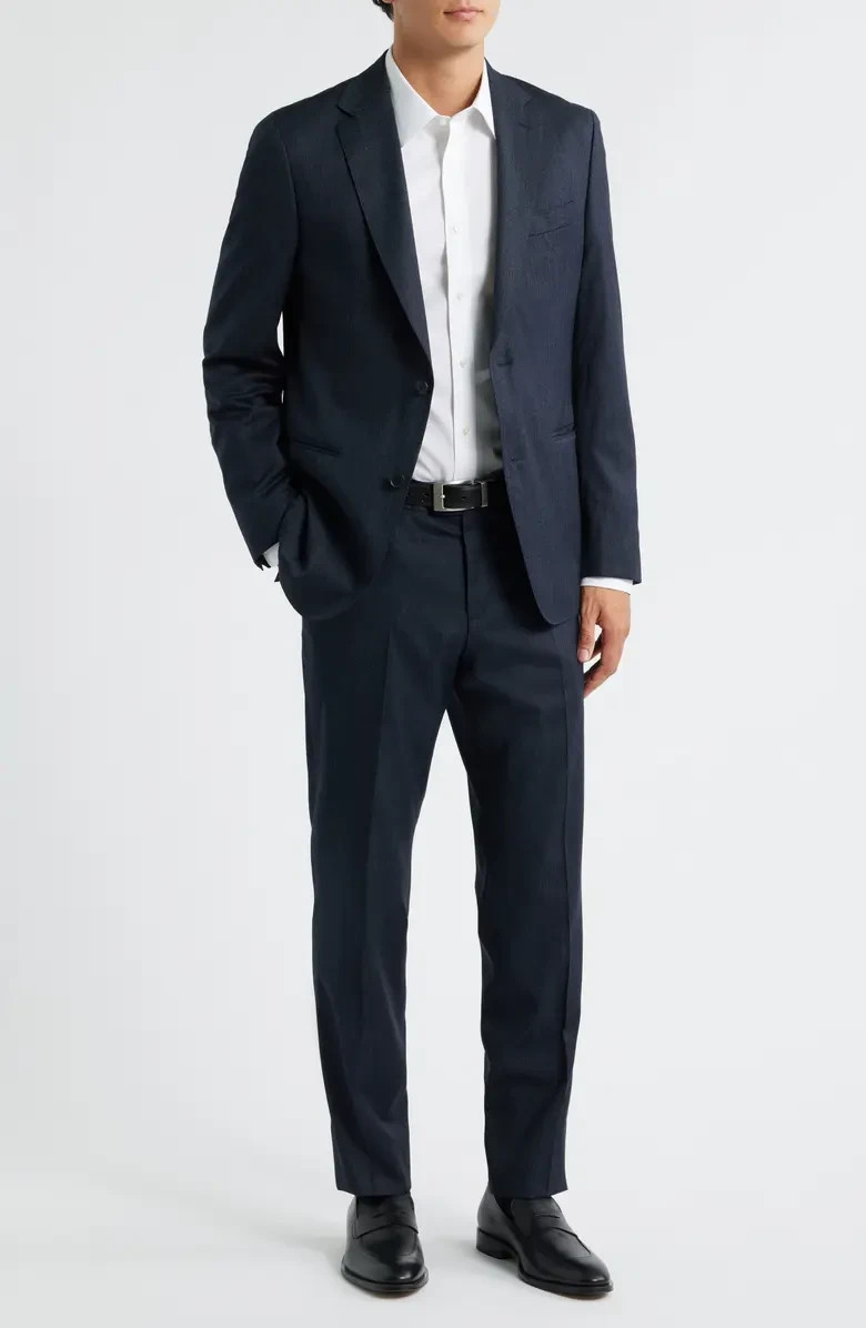 HUGO BOSS Huge Slim Fit Stretch Wool Blend Suit, Blue Mélange, Size 44 R