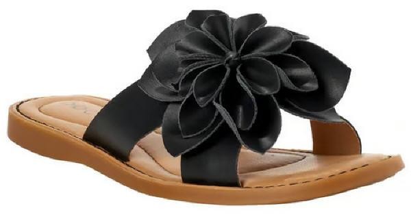 b.o.c. by Born Women’s Pretty Flowered Comfy Flat Slide Sandals, White and Black