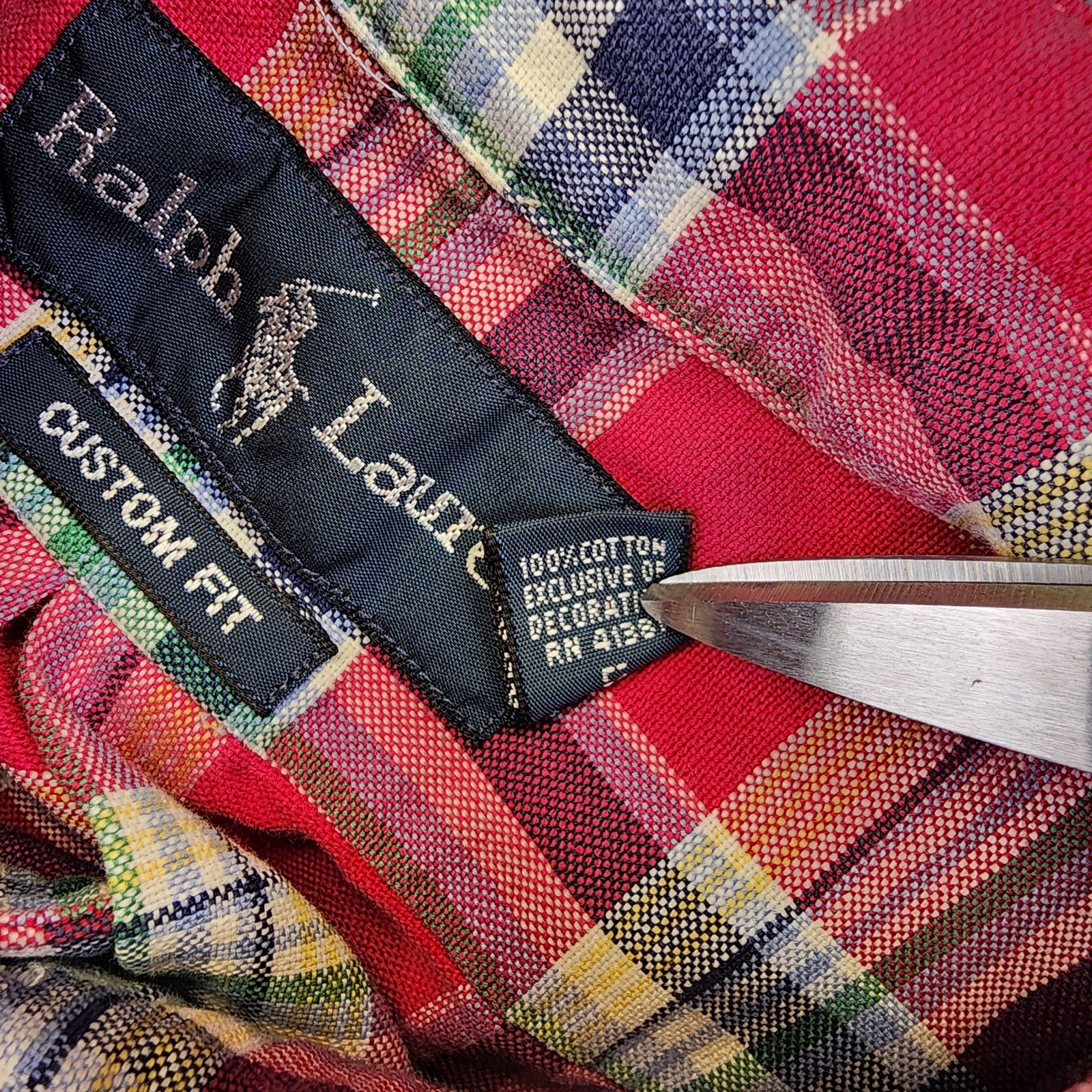 Ralph Lauren Men’s M Custom Fit Red Plaid Long Sleeve Button Shirt Colorful