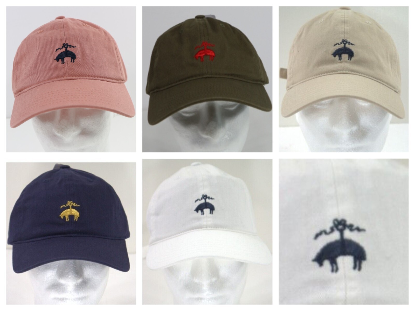 Brooks Brothers 1818 Cotton Logo Baseball Hat Navy, Khaki, White, Green & Pink