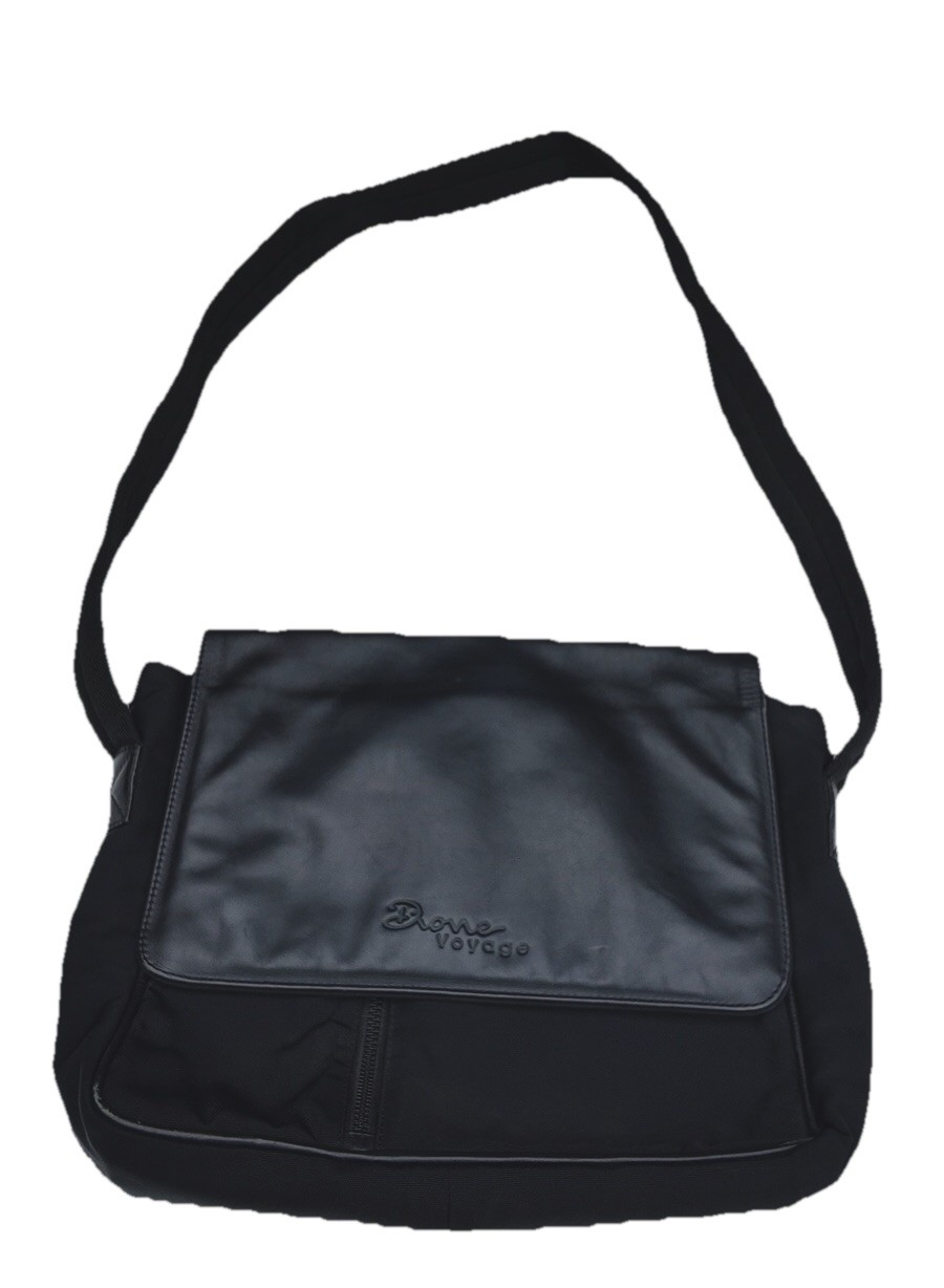 Unisex Messenger Bag Structured Sleek Onyx Vegan Leather Multi-Pocket Satchel