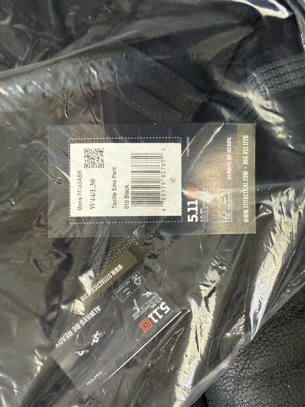 5.11 Tactical Men’s Taclite Pro Ripstop Cargo Pants 44×30 Black EMS Fire Law