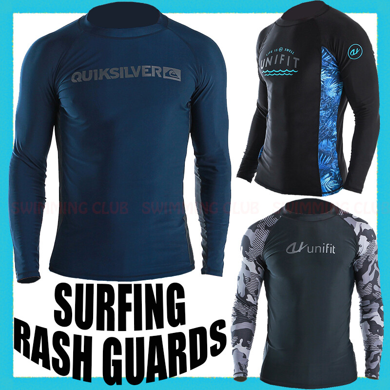 MEN’S RASH GUARDS BEACH LONG SLEEVES SURF SNORKELING SWIM TOP SHIRT WATER SPORTS