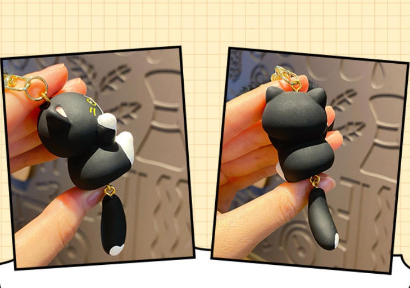 Resin cartoon plush ball keychain cow plush doll orange Siamese cat bag pendant