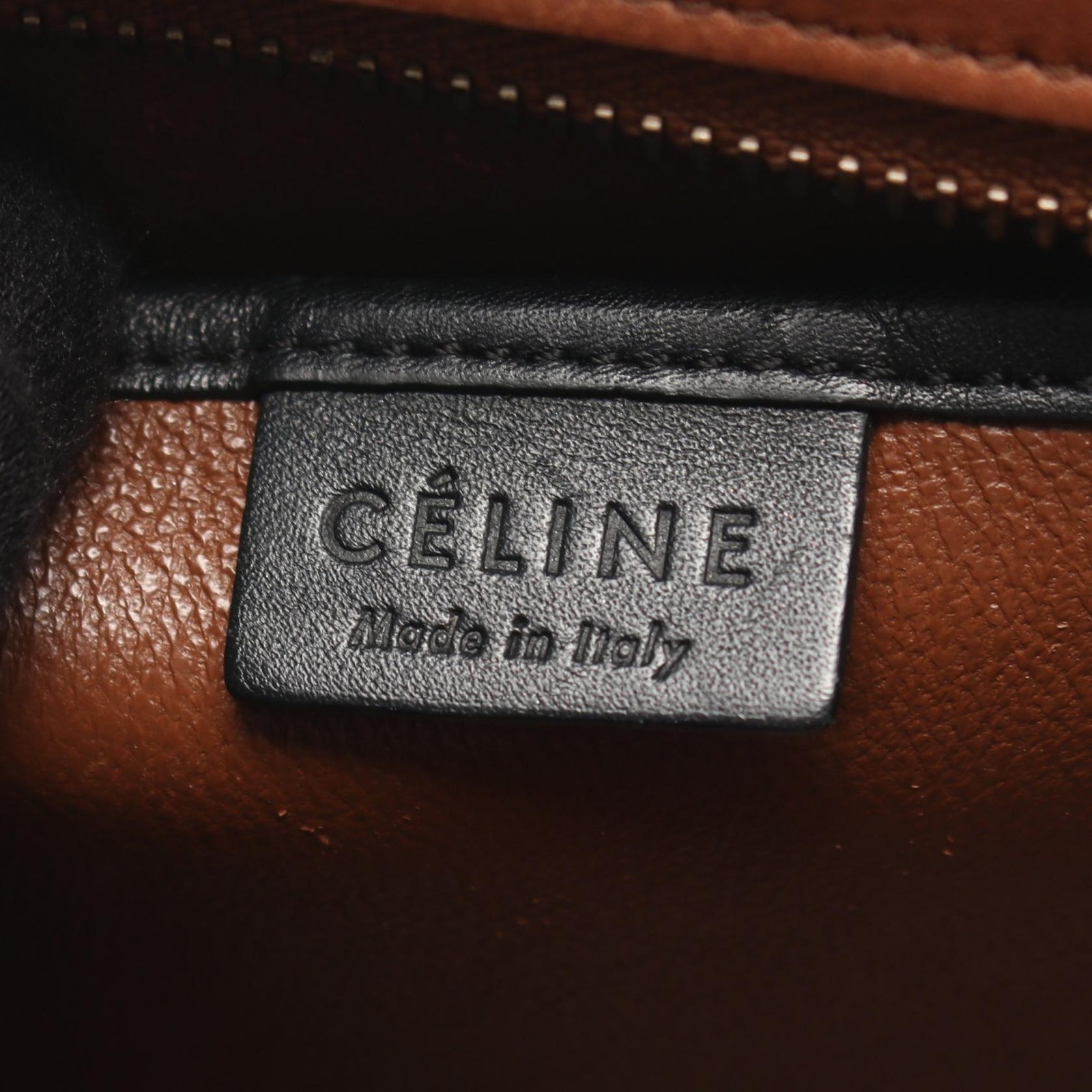 CELINE Luggage Nano Shopper Shoulder Crossbody Handbag leather Black Brown Used