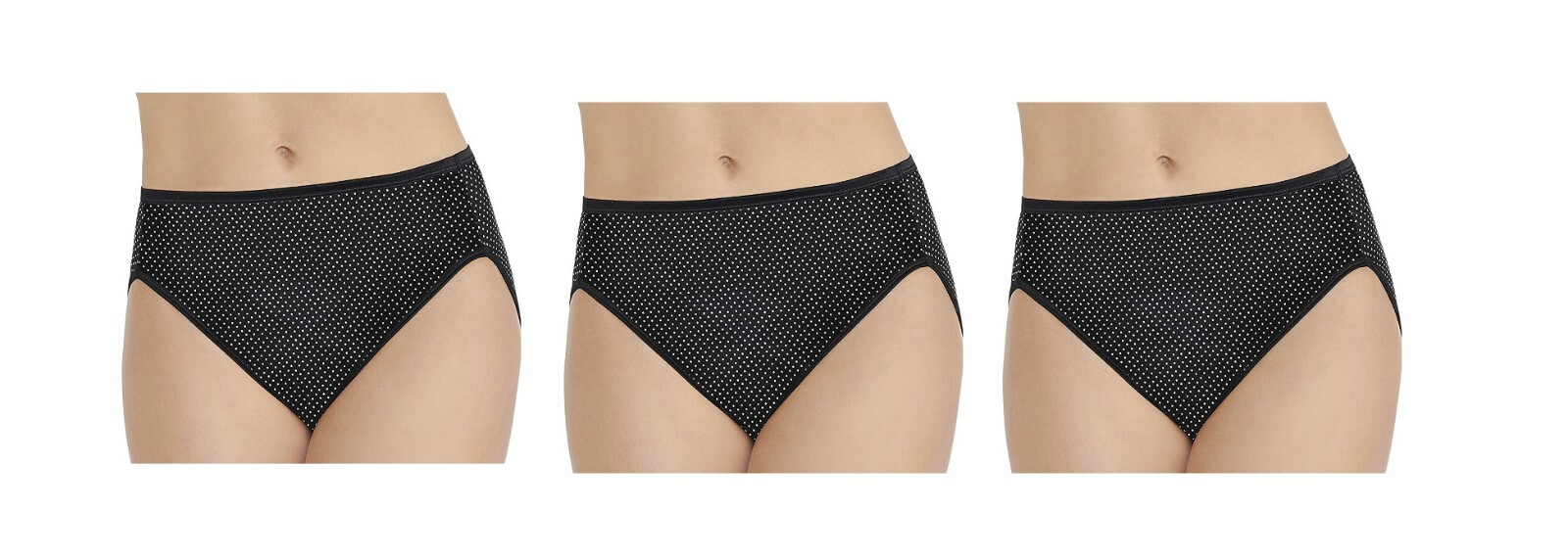 3 pairs Vanity Fair Illumination 13108 HI-CUT Panties Premier Dot Sz – 8 / XL