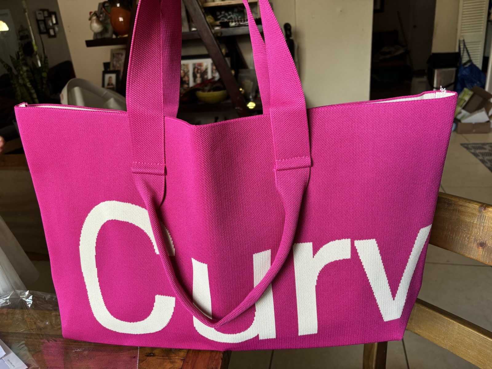 Curves by Sean Brown Tote Bag Raspberry Pink Brand New. Authentic