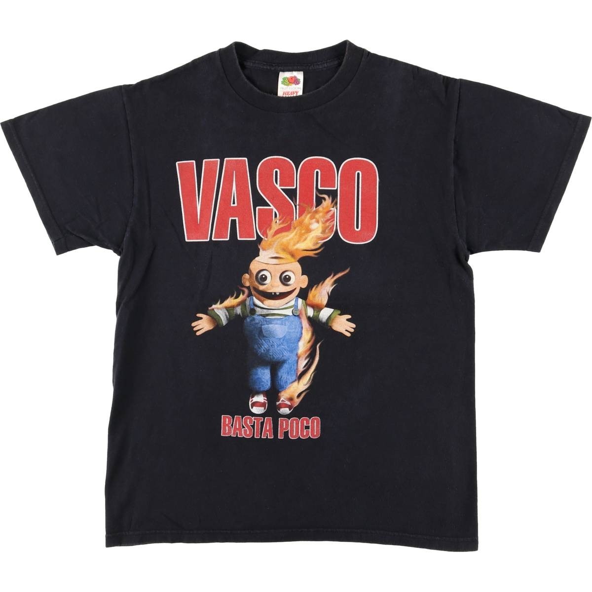 Used 2000’S Fruit of the Loom VASCO ROSSI Fire Pattern Band T-Shirt (Men’s S…