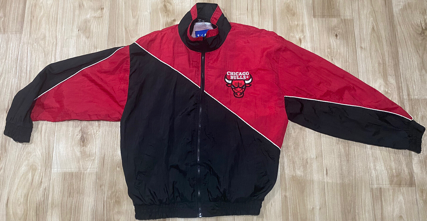 Chicago Bulls Zip XL Windbreaker Fan Gear Jacket Vtg 90s Michael Jordan NBA VTG