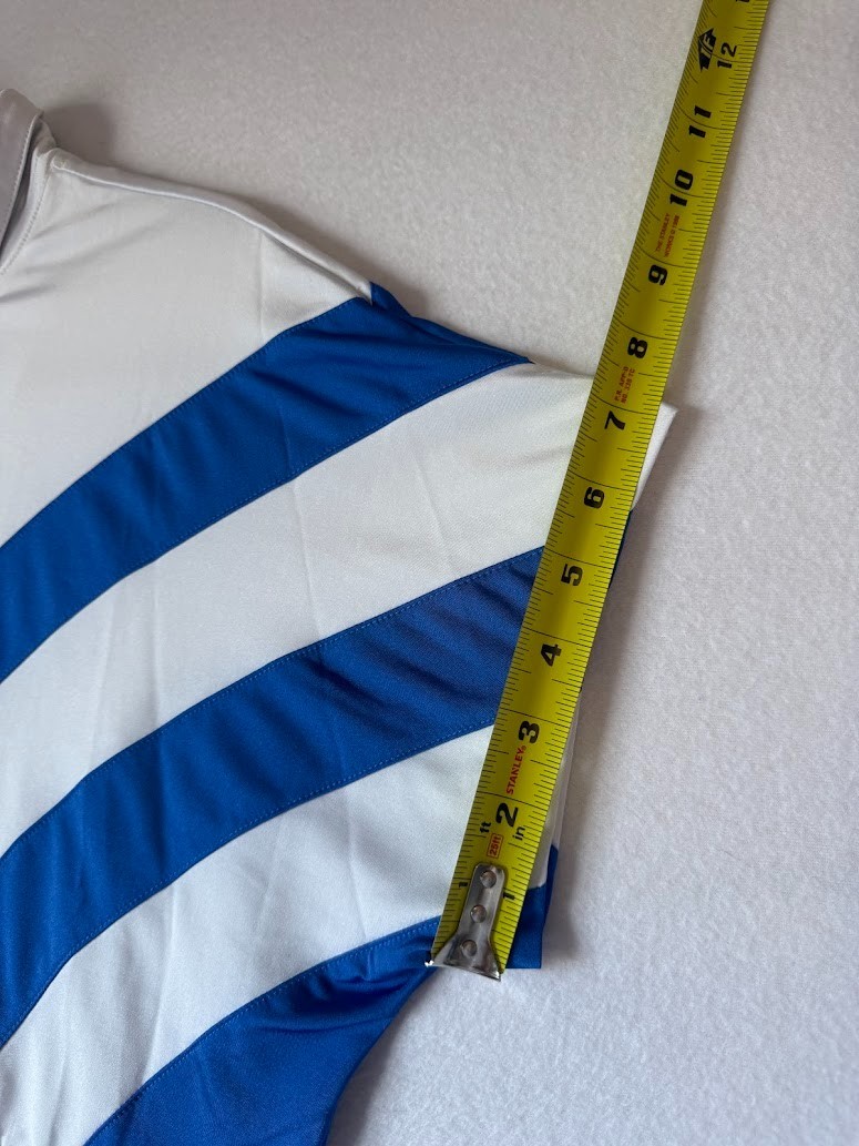 Jamie Sadock Golf Polo Women Medium White Blue Striped Quarter Zip Stretch Top